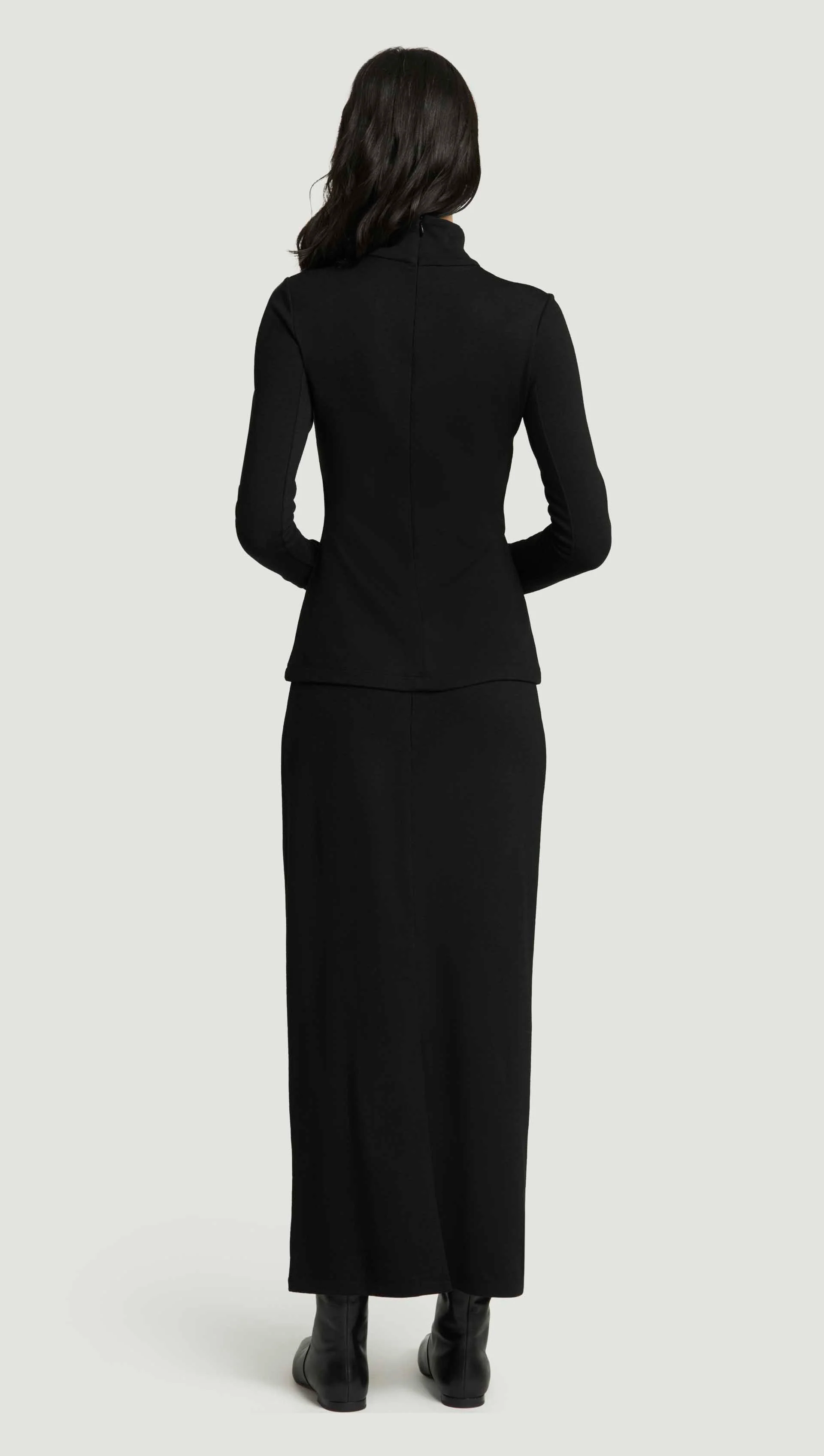 Skinny Turtleneck in Wool Jersey | Black - Image 5