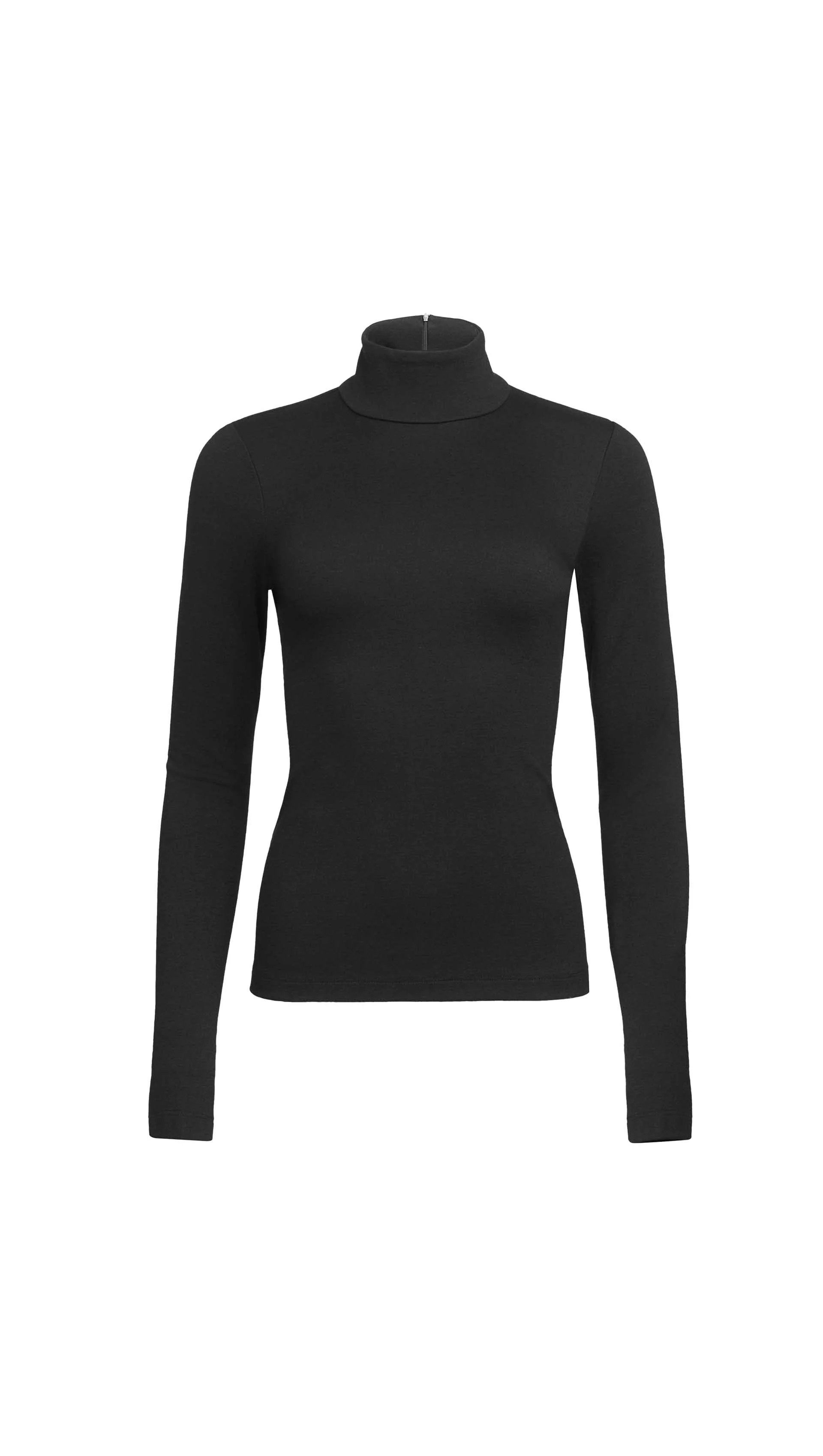 Skinny Turtleneck in Wool Jersey | Black - Image 6