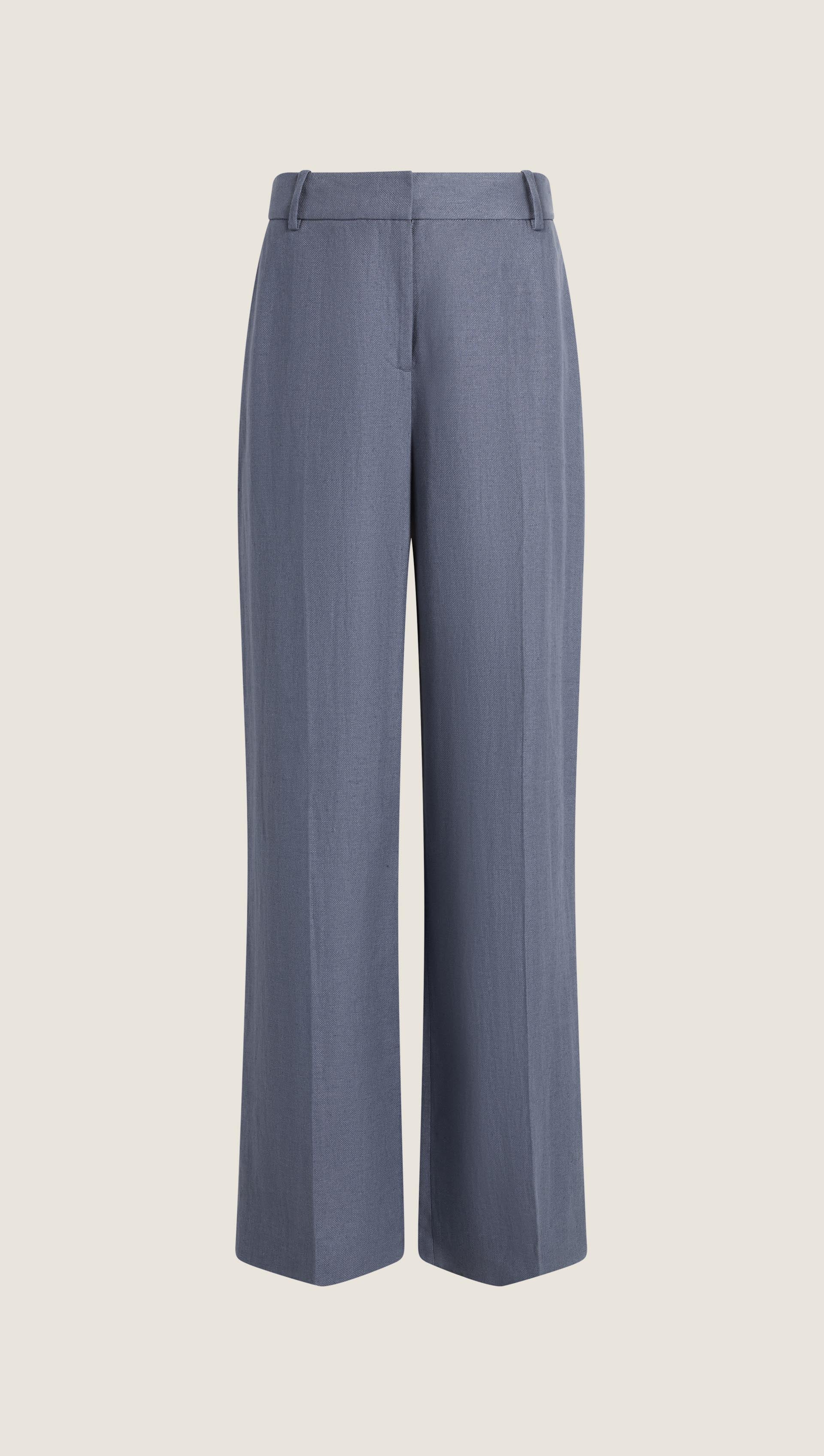 Soho Trouser in Basket Weave Linen | Blue Grey - Image 10
