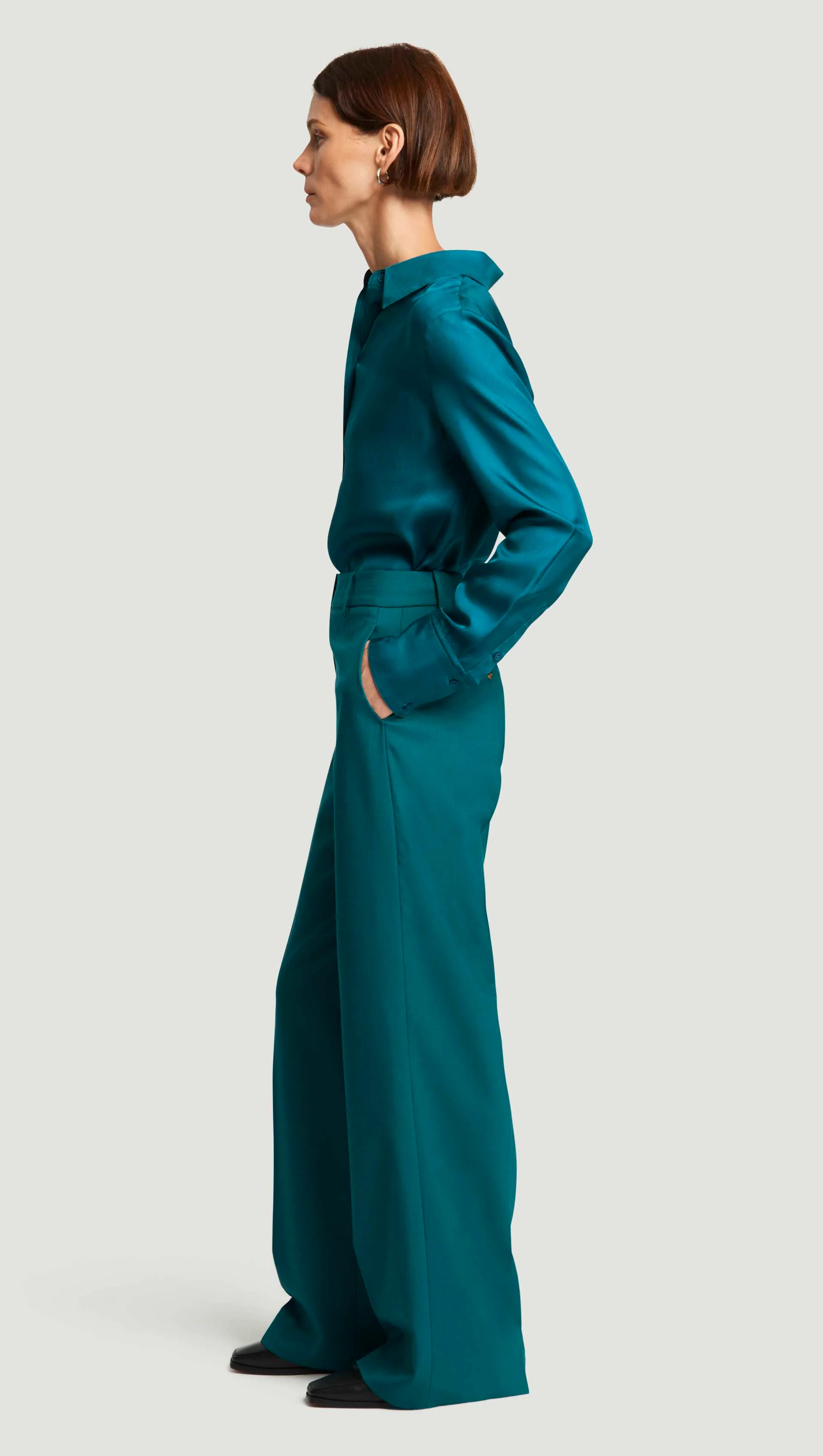 Soho Trouser in Seasonless Wool | Teal - Image 2