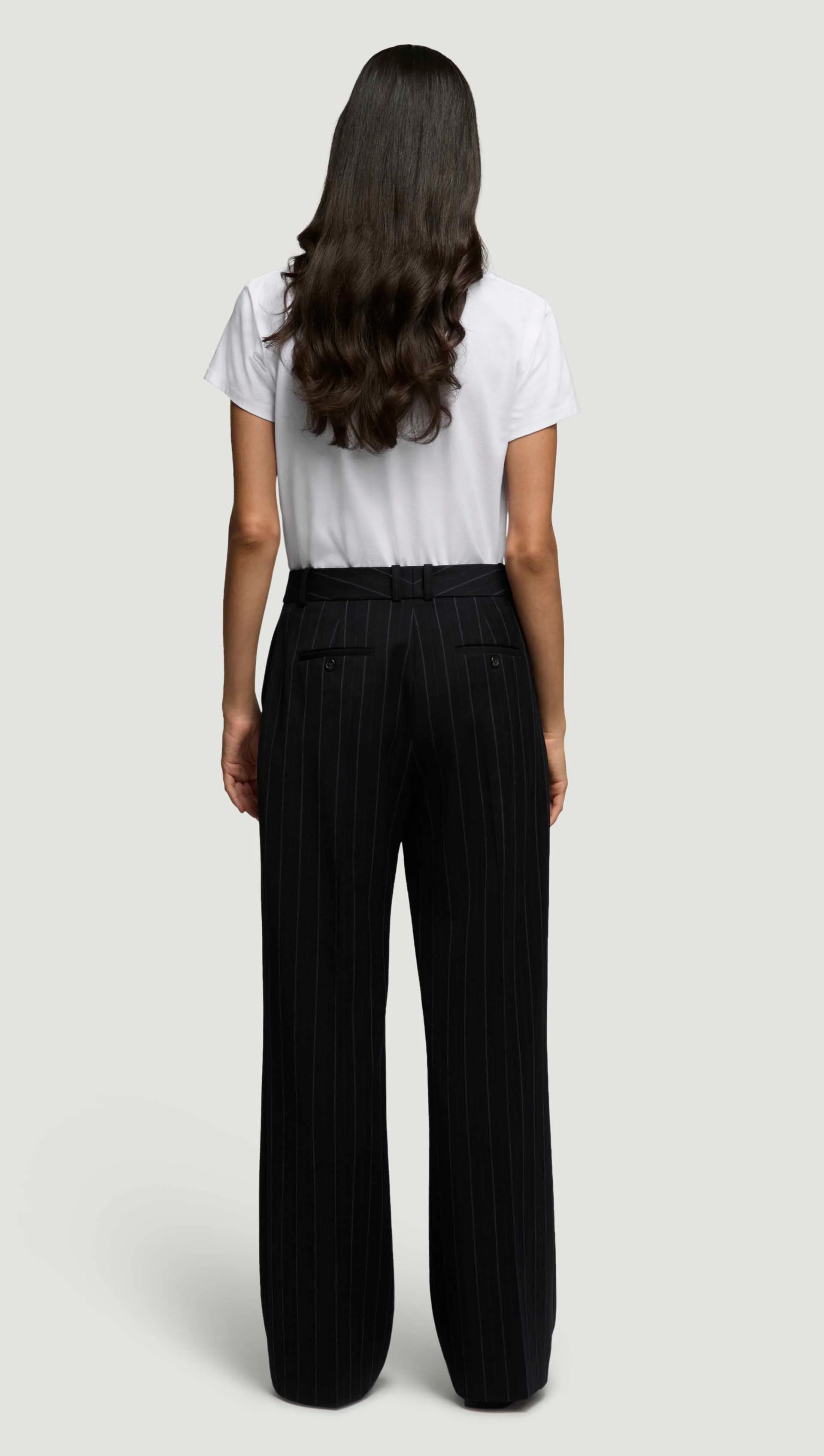 Soho Trouser in Stretch Wool | Herringbone Midnight Stripe - Image 5