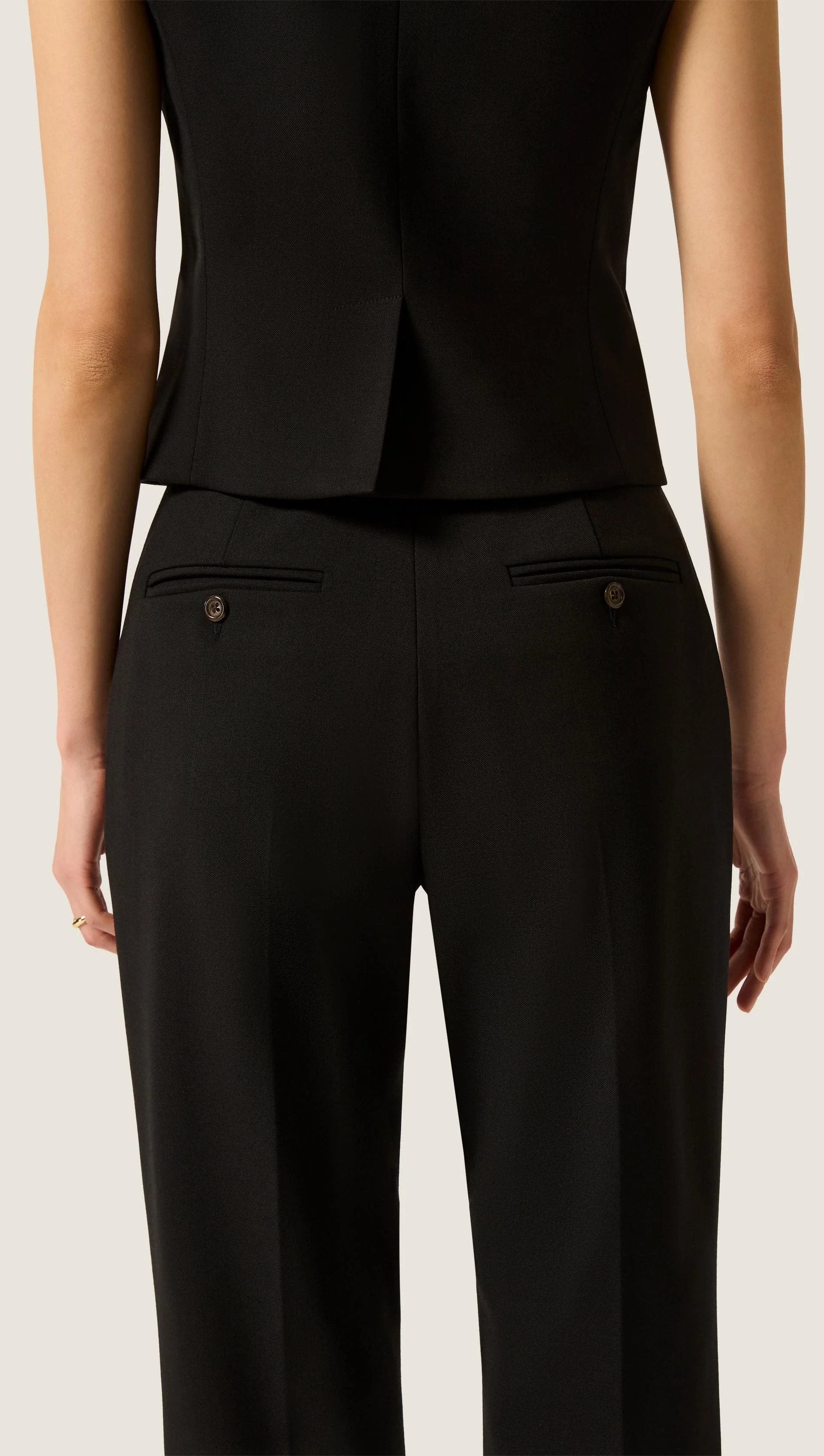 Straight Leg Trouser in Heavy Wool Twill | Black - Image 5