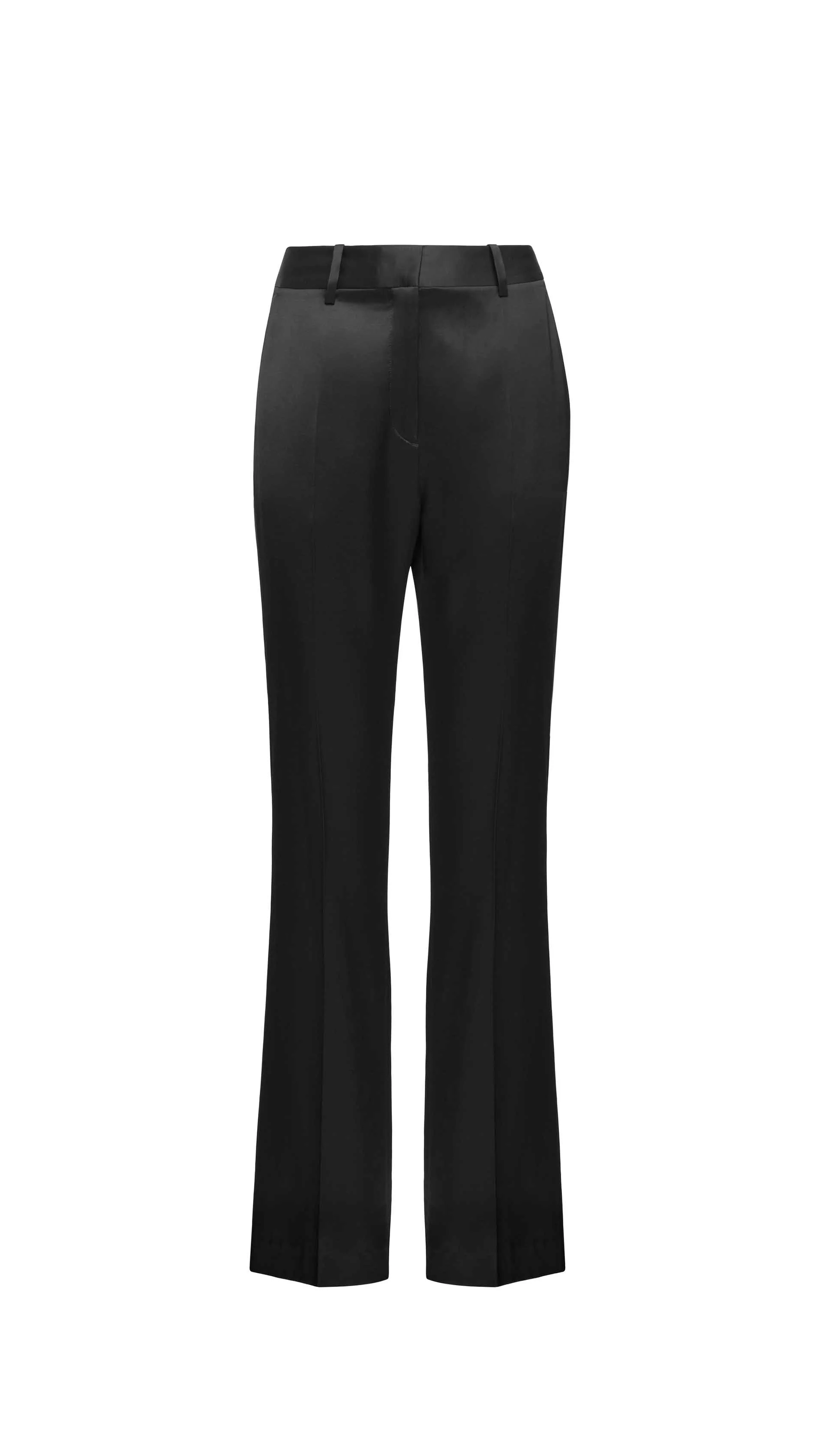 Straight Leg Trouser in Satin Viscose Wool | Black - Image 6
