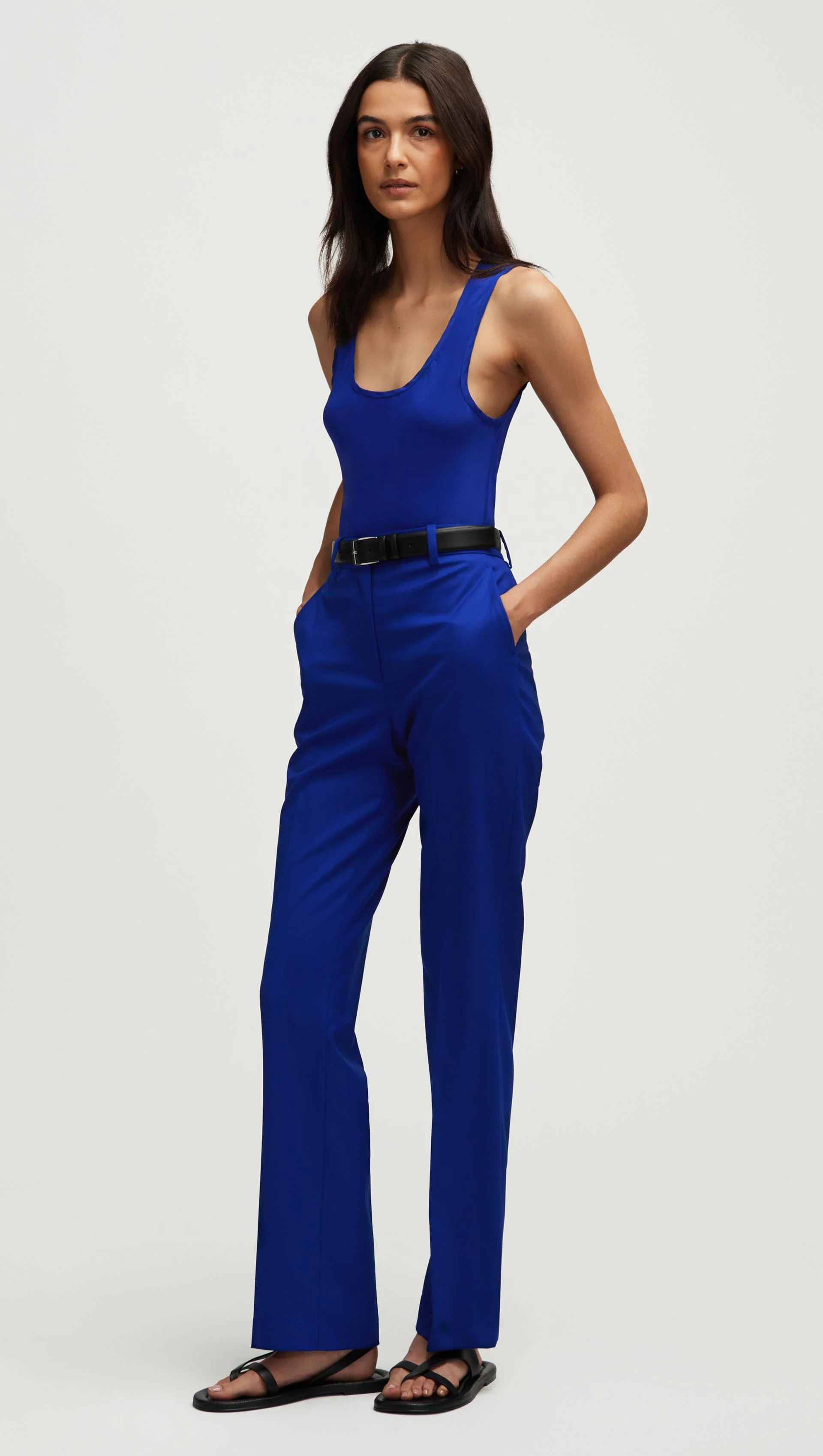 Straight Leg Trouser in Seasonless Wool | Lapis - Image 2