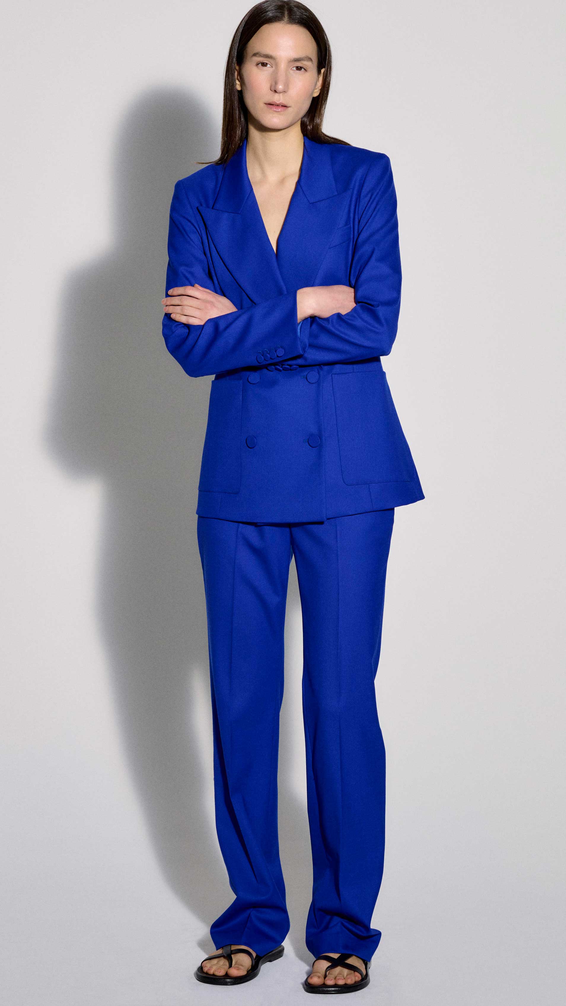 Straight Leg Trouser in Seasonless Wool | Lapis - Image 8