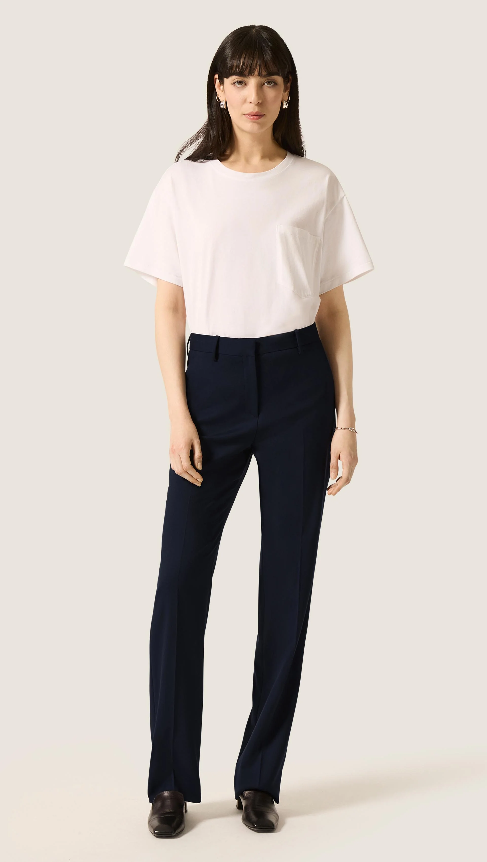 Straight Leg Trouser in Seasonless Wool | Midnight