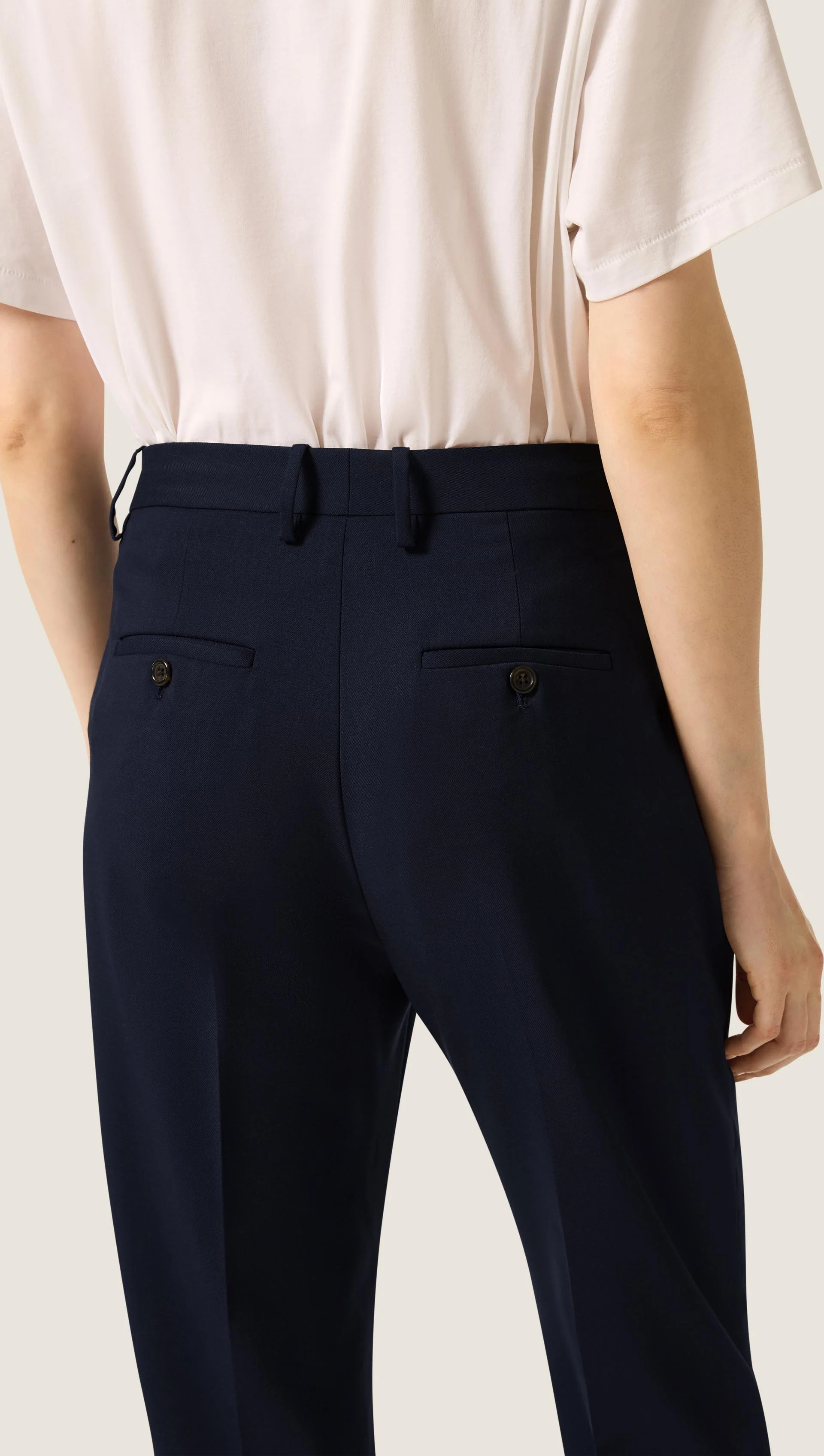 Straight Leg Trouser in Seasonless Wool | Midnight - Image 3