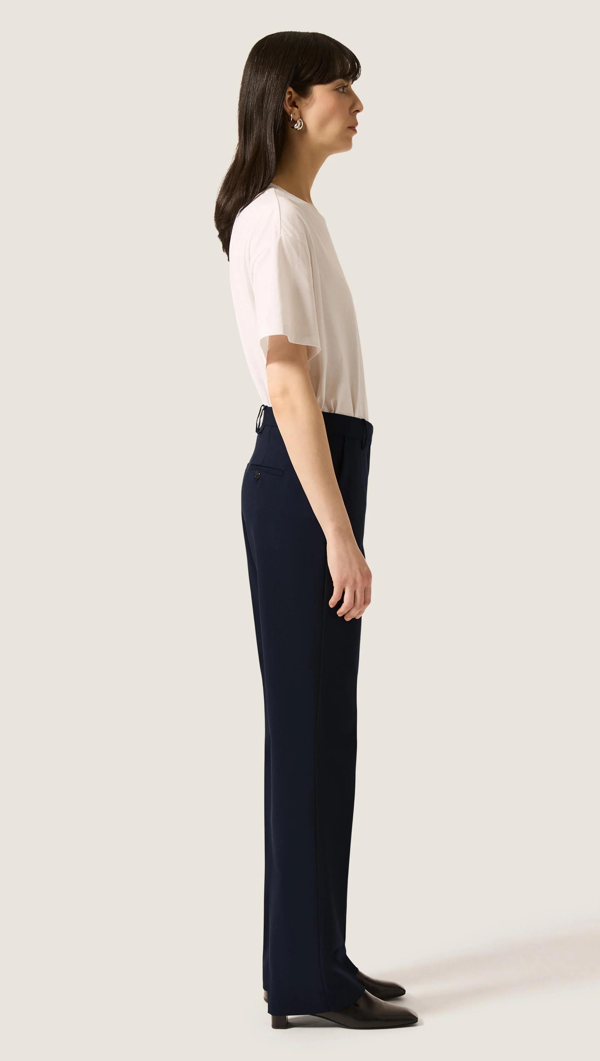 Straight Leg Trouser in Seasonless Wool | Midnight - Image 4