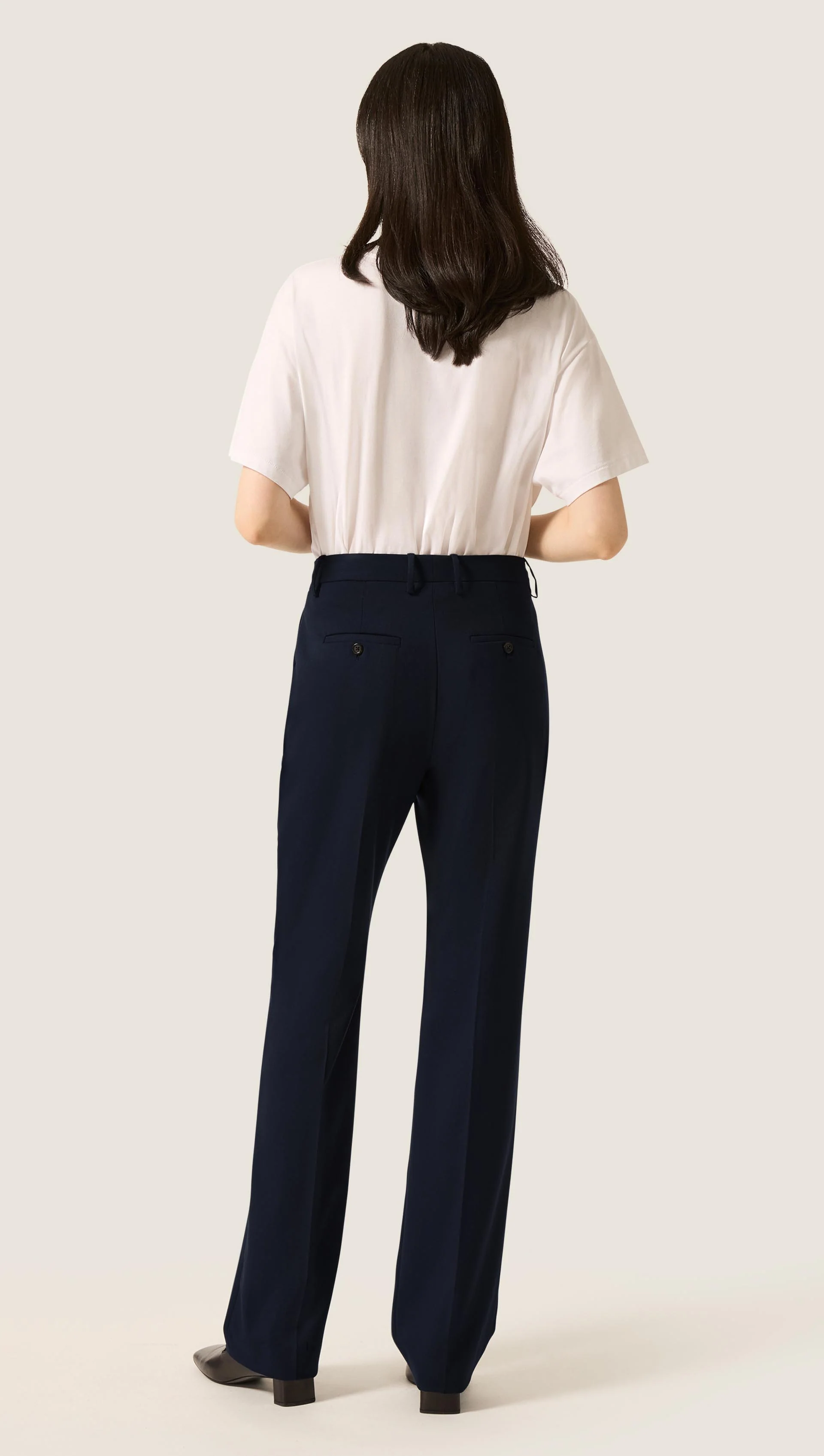 Straight Leg Trouser in Seasonless Wool | Midnight - Image 5