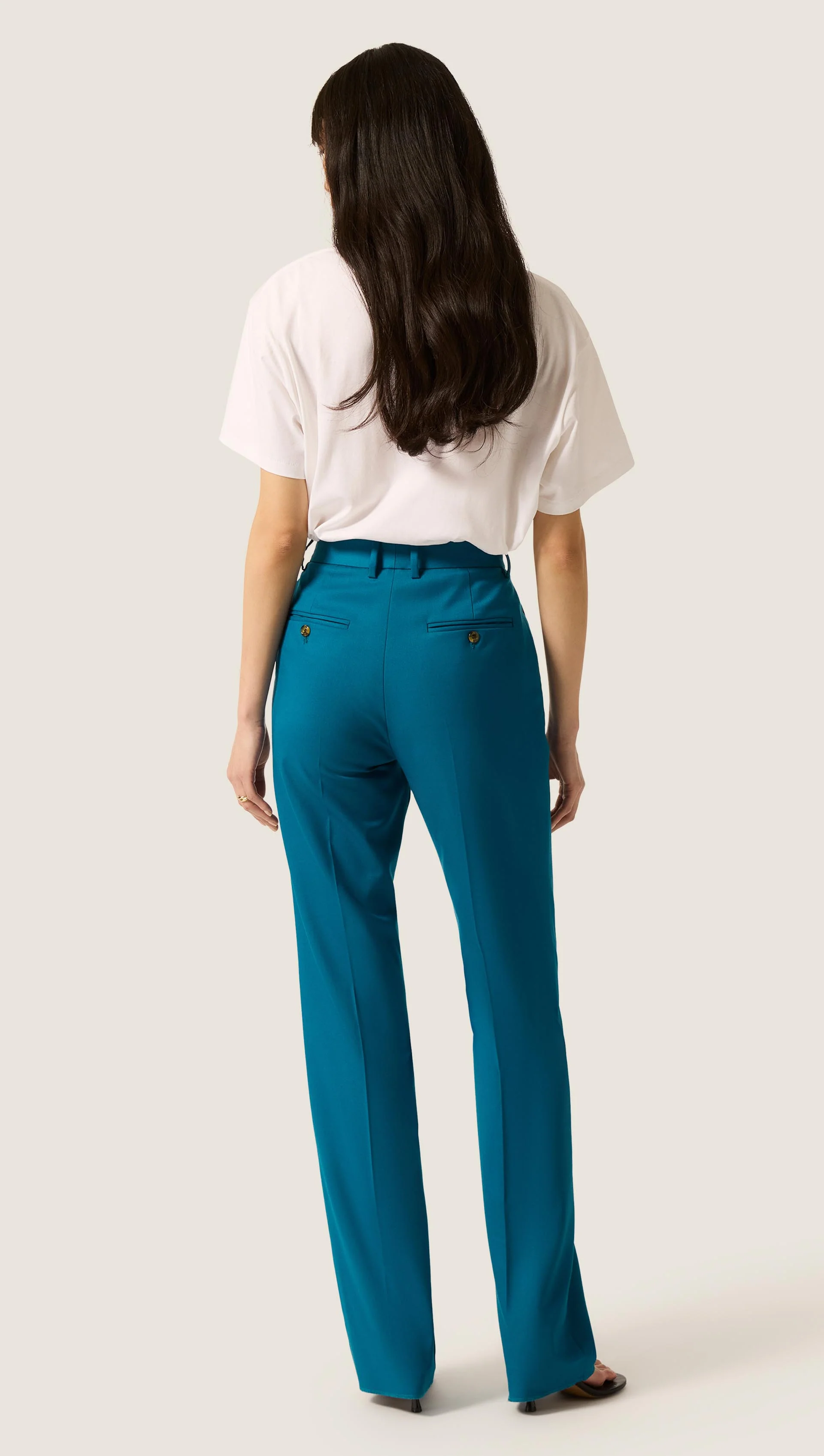 Straight Leg Trouser in Seasonless Wool | Ocean - Image 4