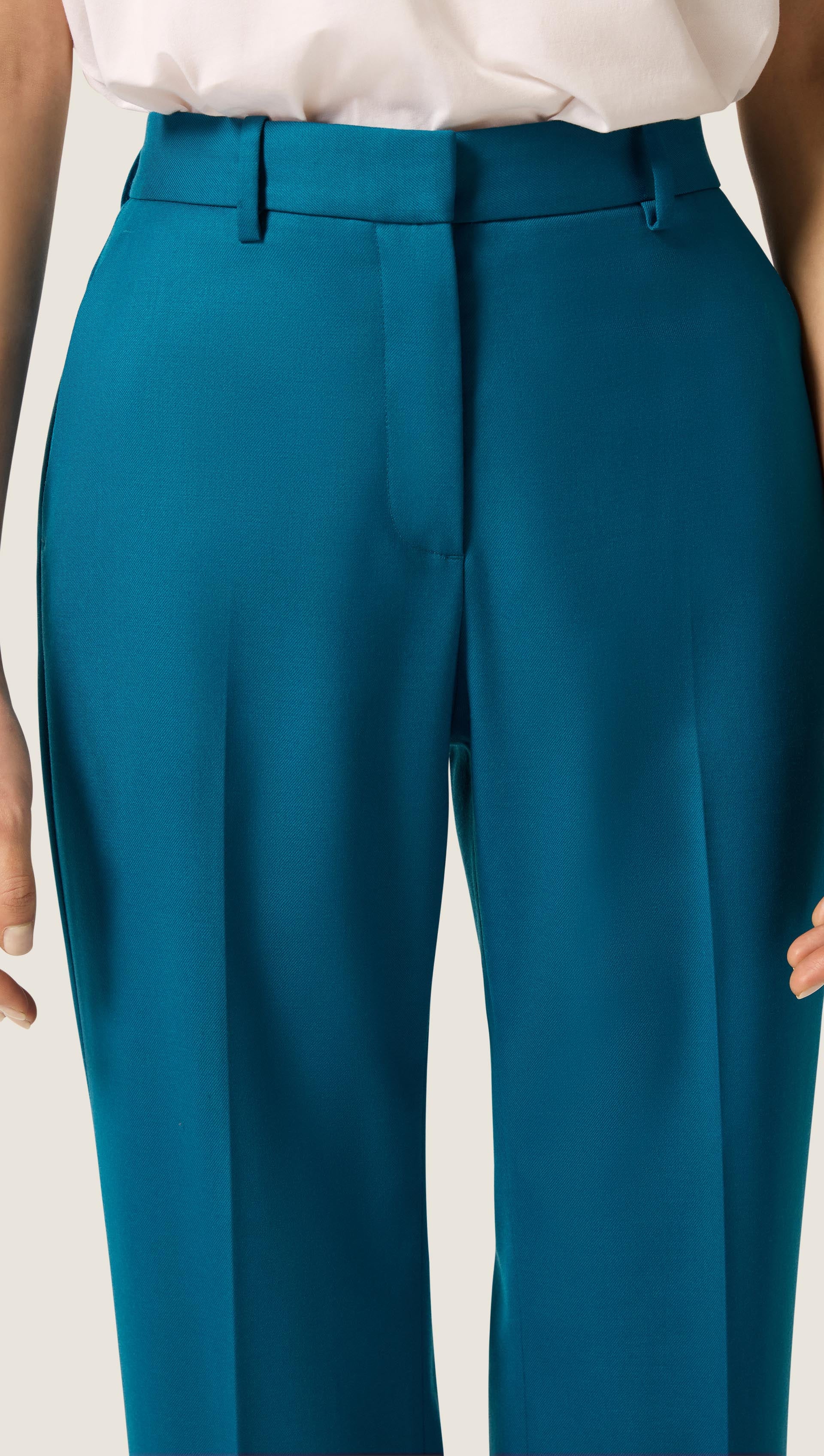 Straight Leg Trouser in Seasonless Wool | Ocean - Image 5