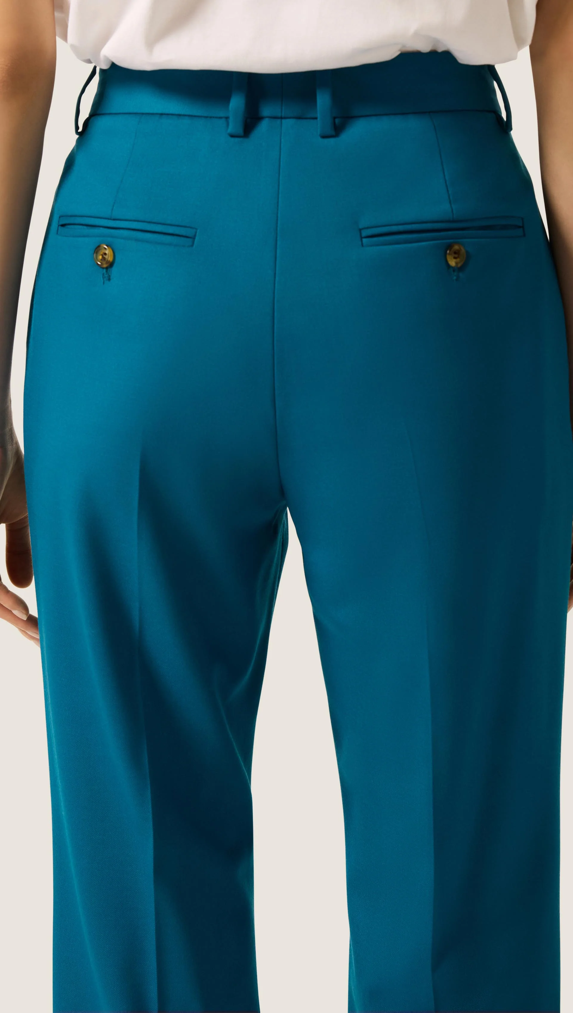 Straight Leg Trouser in Seasonless Wool | Ocean - Image 6