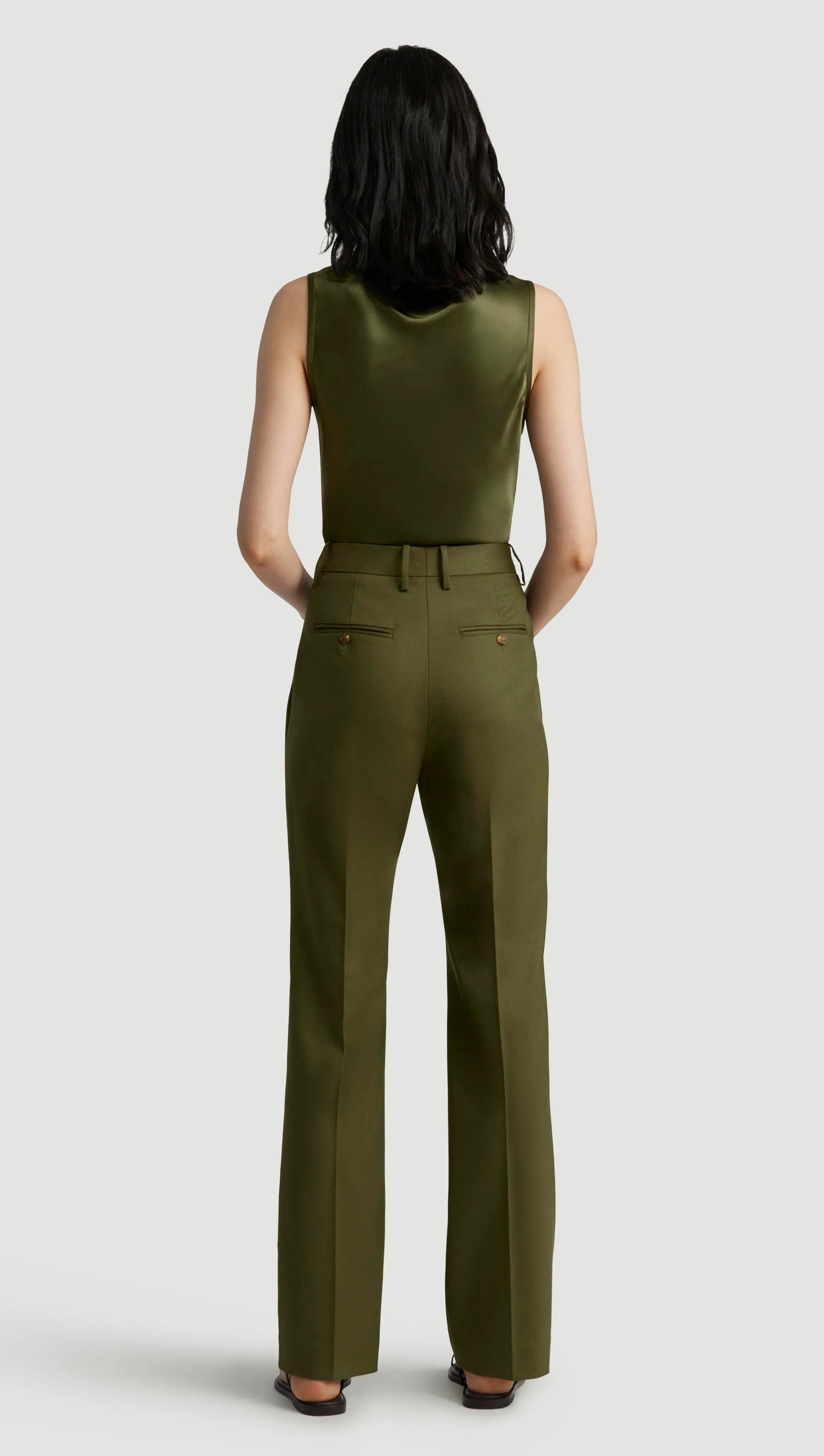 Straight Leg Trouser in Seasonless Wool | Pine Needle - Image 3