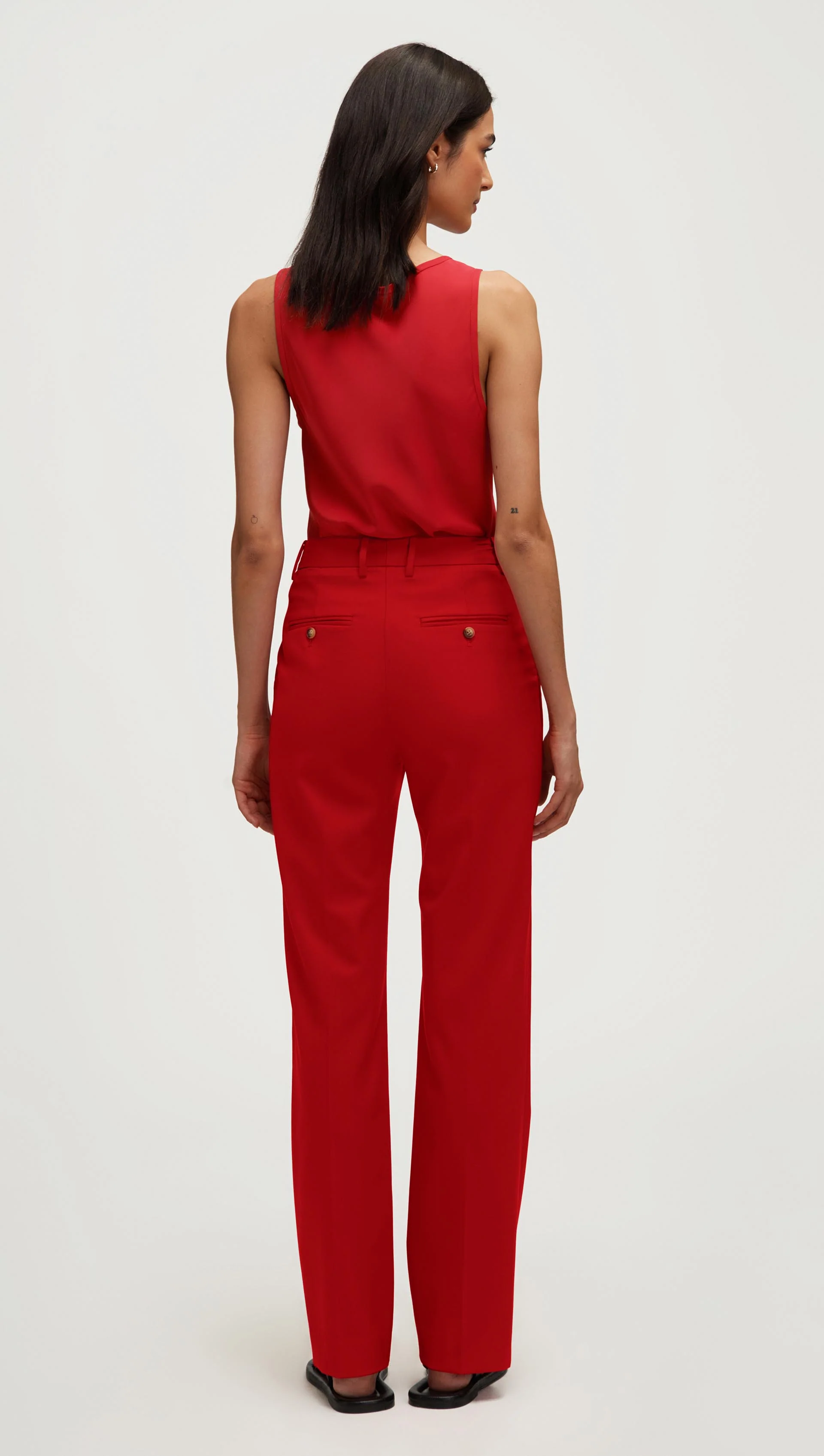 Straight Leg Trouser in Seasonless Wool | Tomato - Image 3