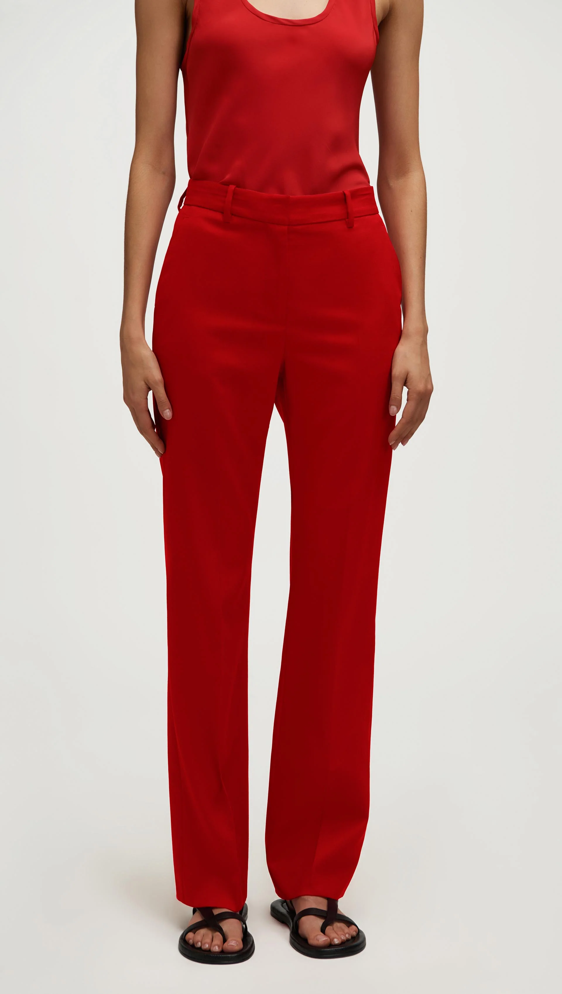Straight Leg Trouser in Seasonless Wool | Tomato - Image 4