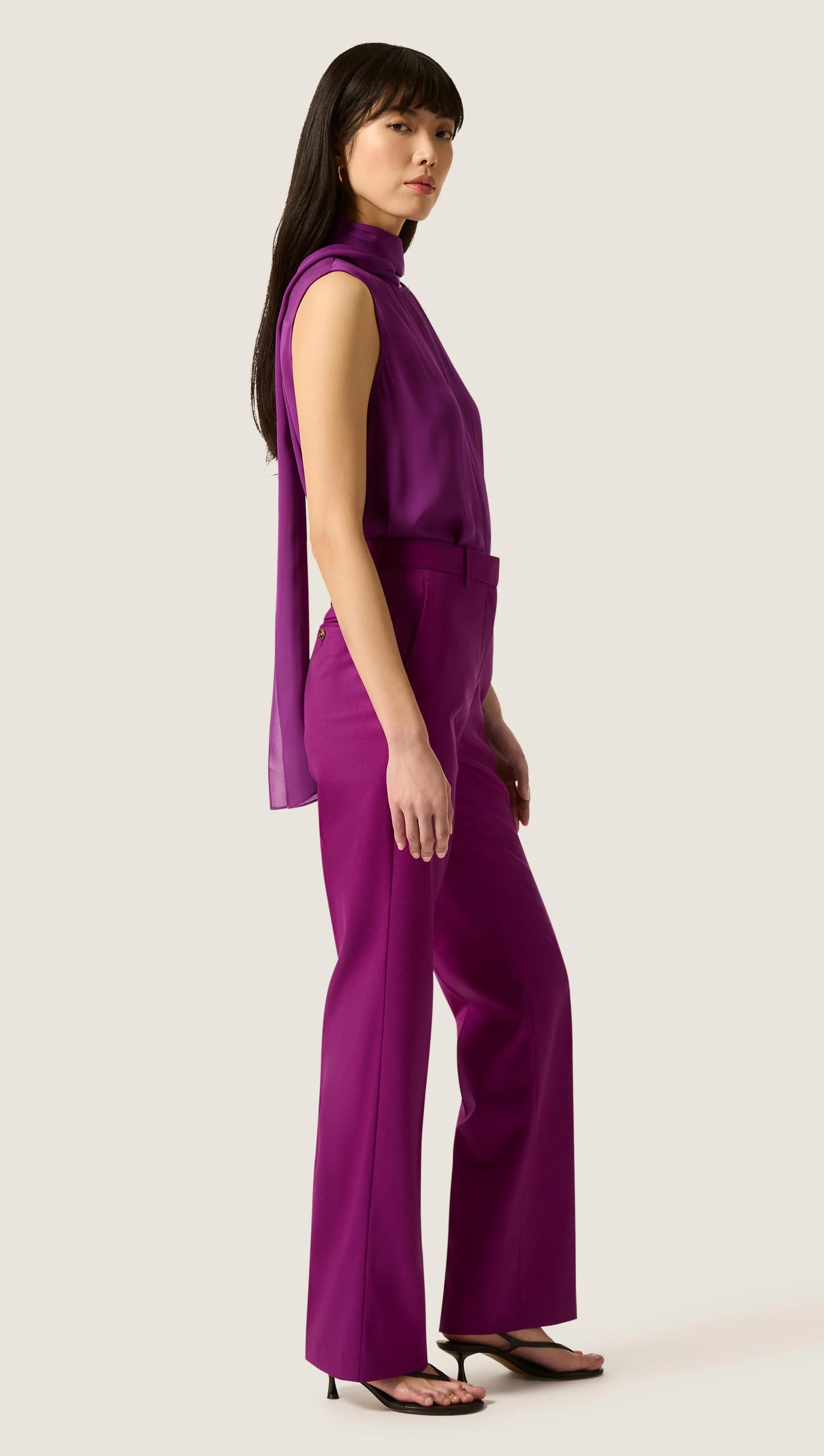 Straight Leg Trouser in Seasonless Wool | Violet - Image 3