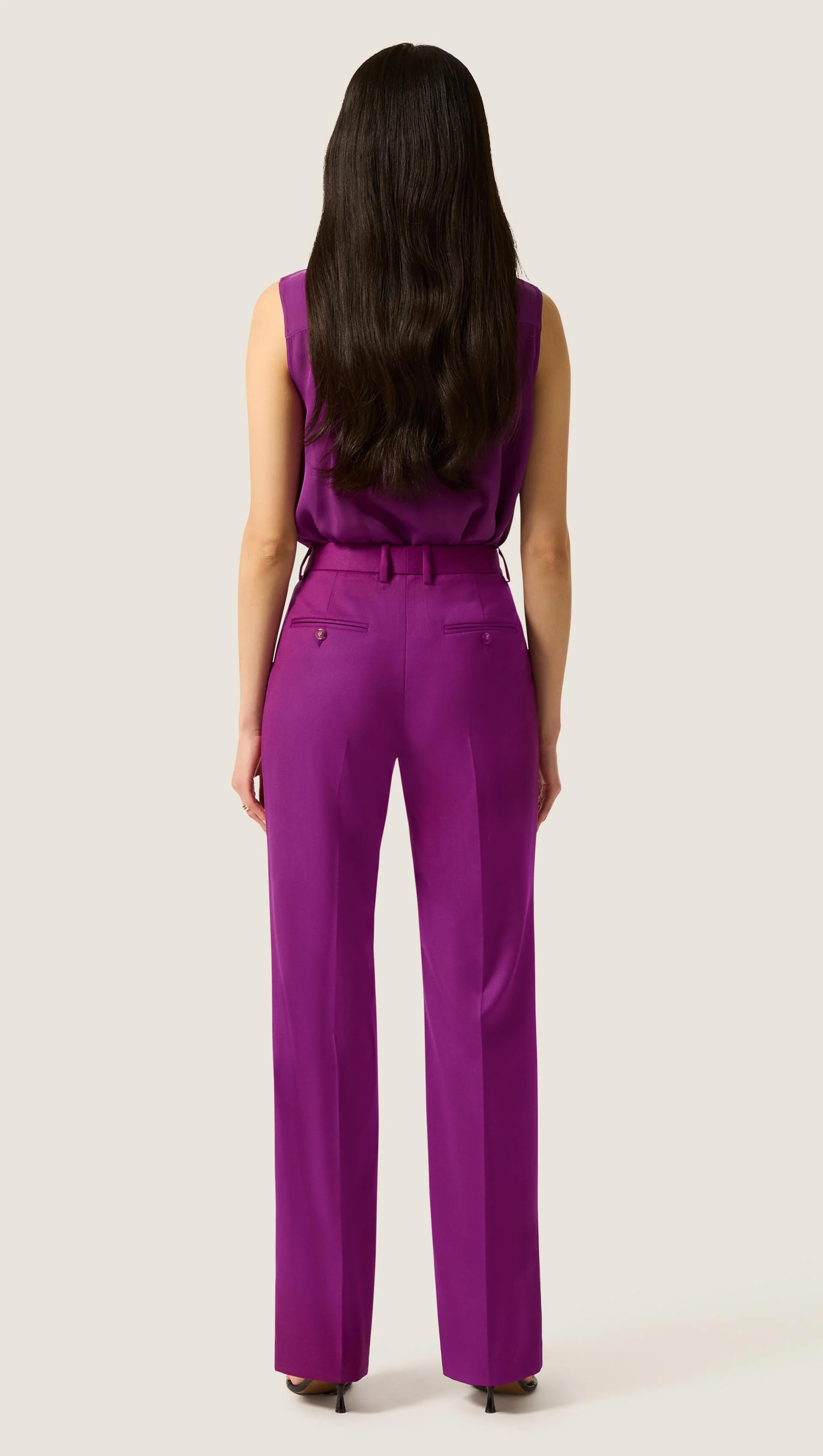 Straight Leg Trouser in Seasonless Wool | Violet - Image 4