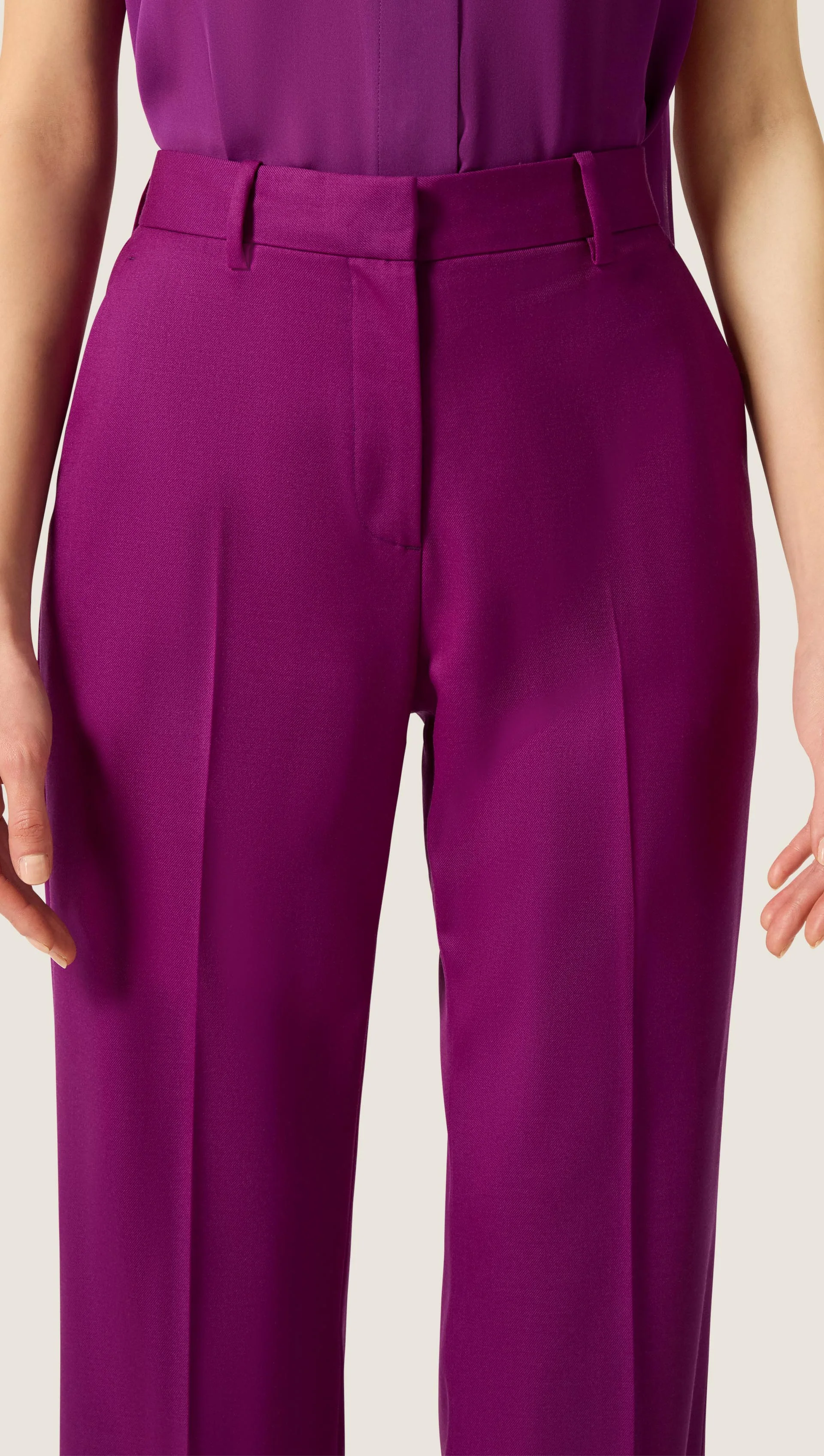 Straight Leg Trouser in Seasonless Wool | Violet - Image 6