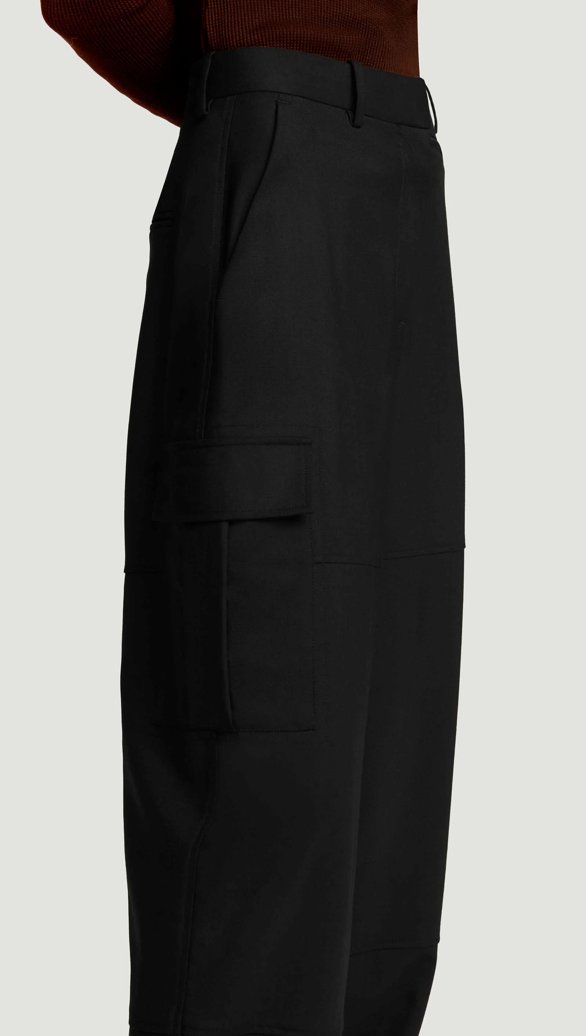 Tailored Cargo Pants in Seasonless Wool | Black - Image 6