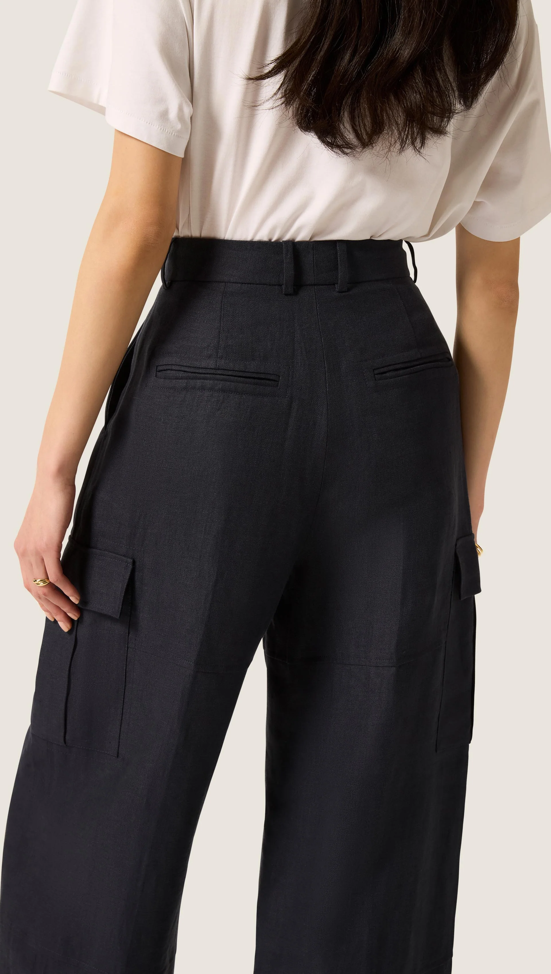 Tailored Cargo Pant in Linen Twill | Midnight - Image 6