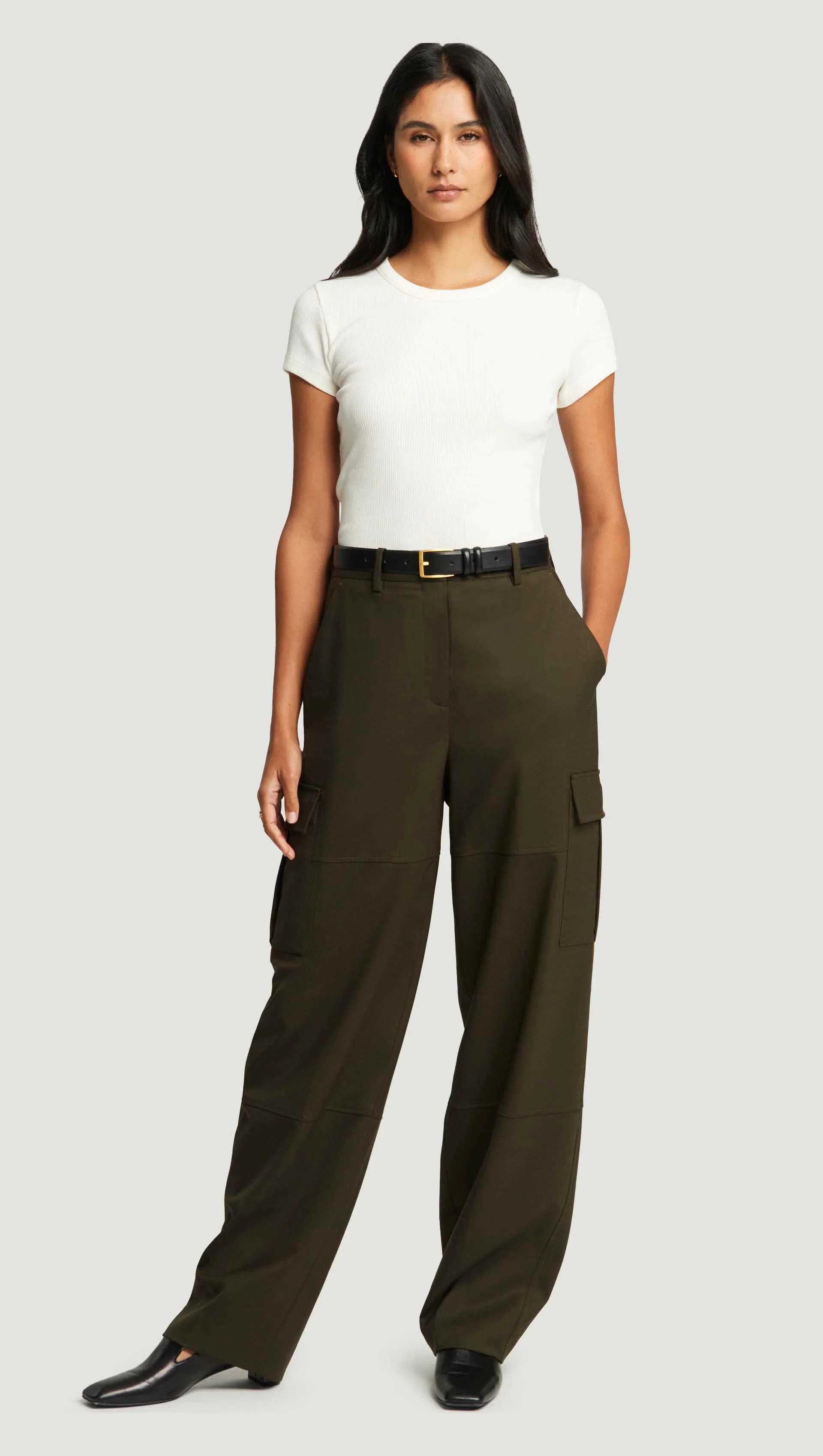 Tailored Cargo Pants in Seasonless Wool | Tobacco - Image 2