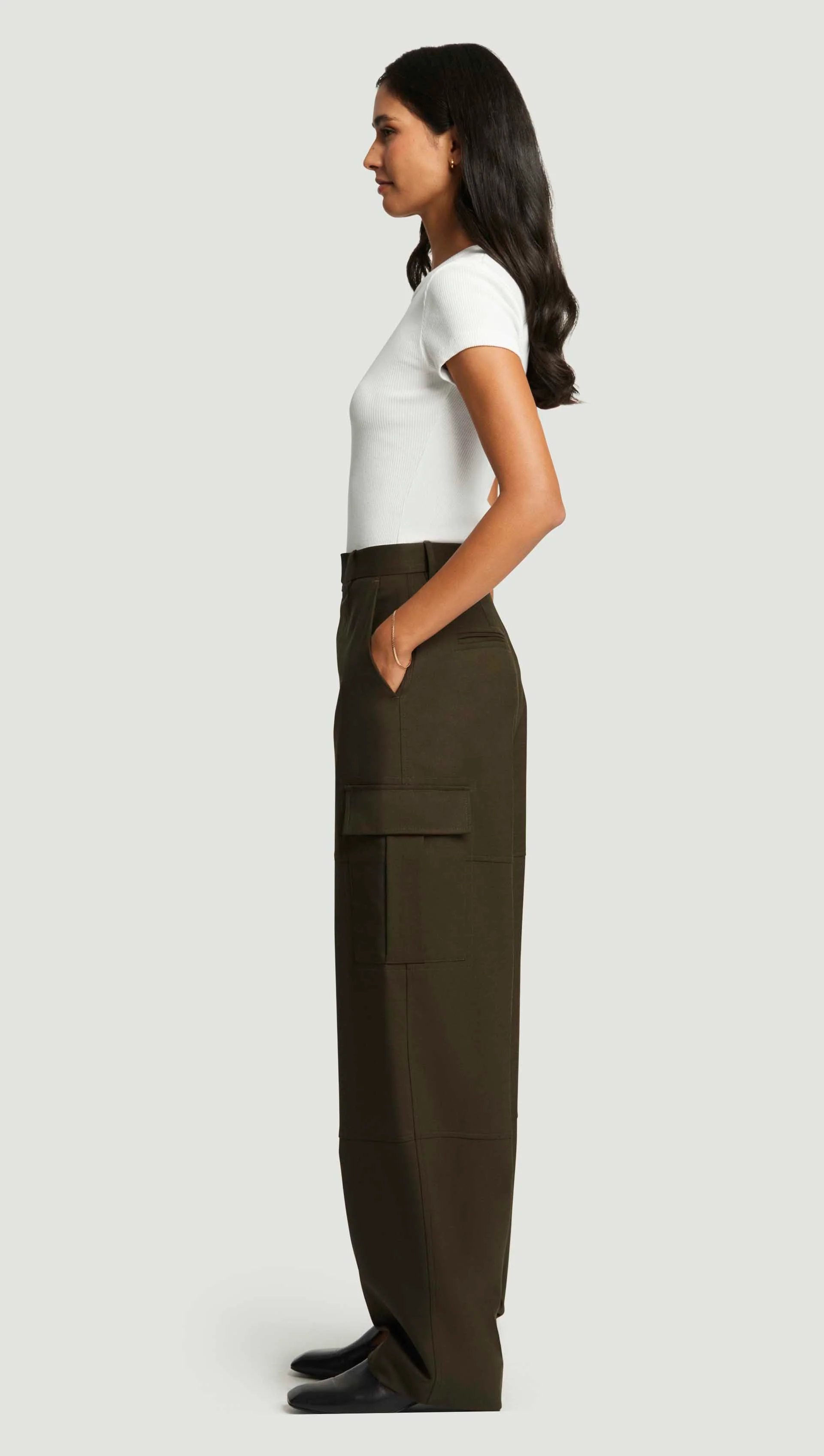 Tailored Cargo Pants in Seasonless Wool | Tobacco - Image 3