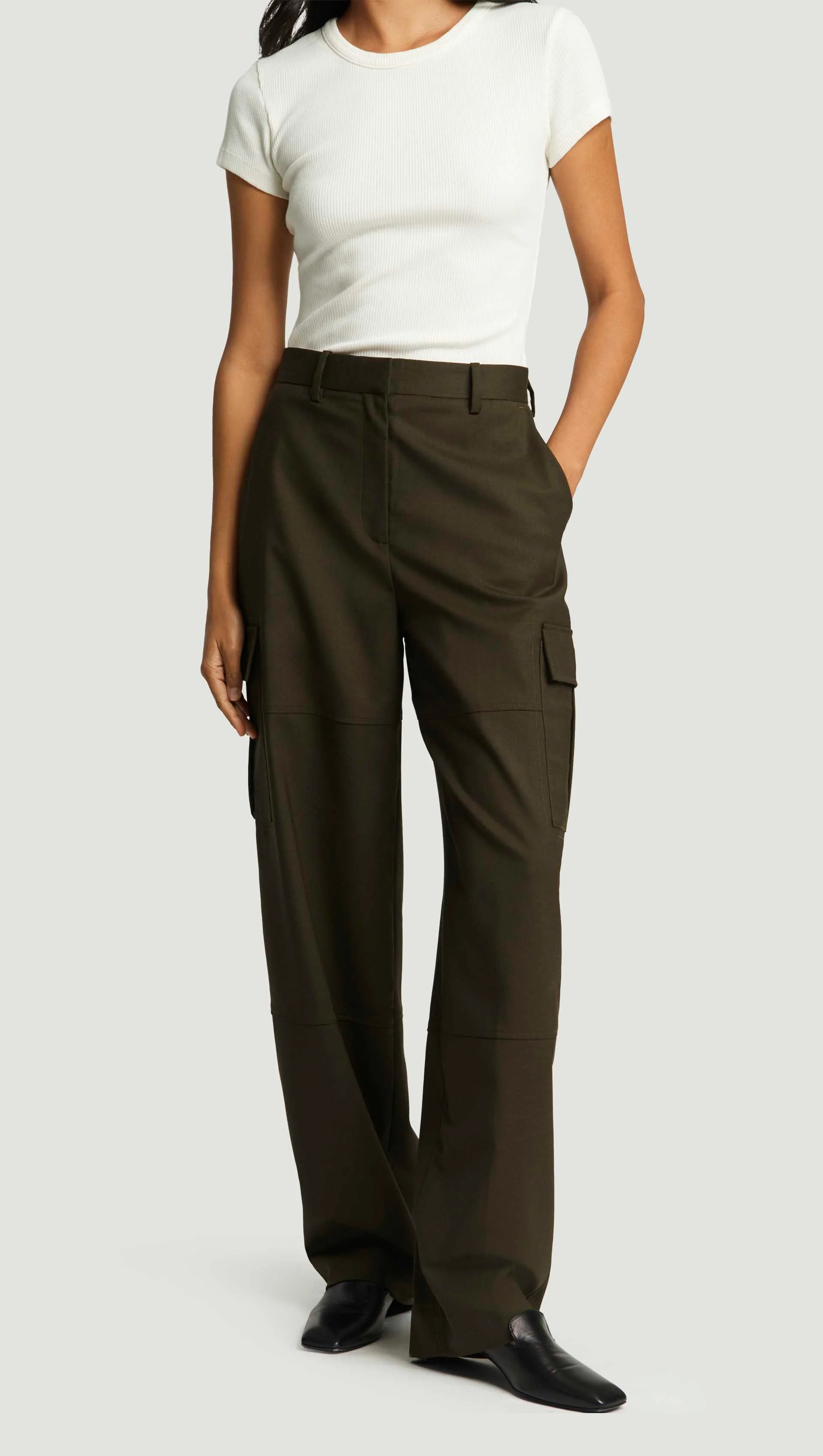 Tailored Cargo Pants in Seasonless Wool | Tobacco - Image 5