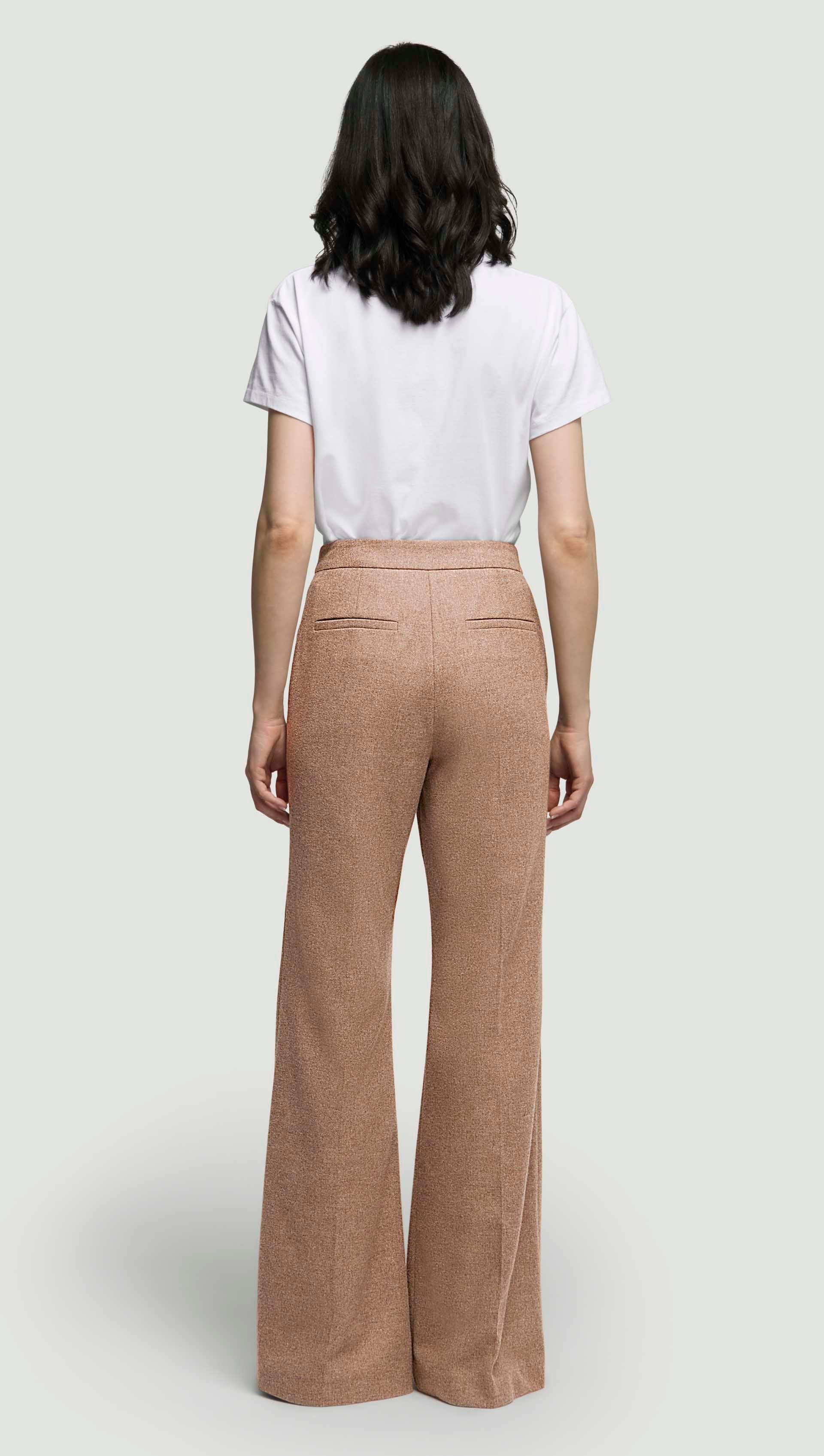 Tailored Flare Trouser in Double-Faced Wool | Oat - Image 4