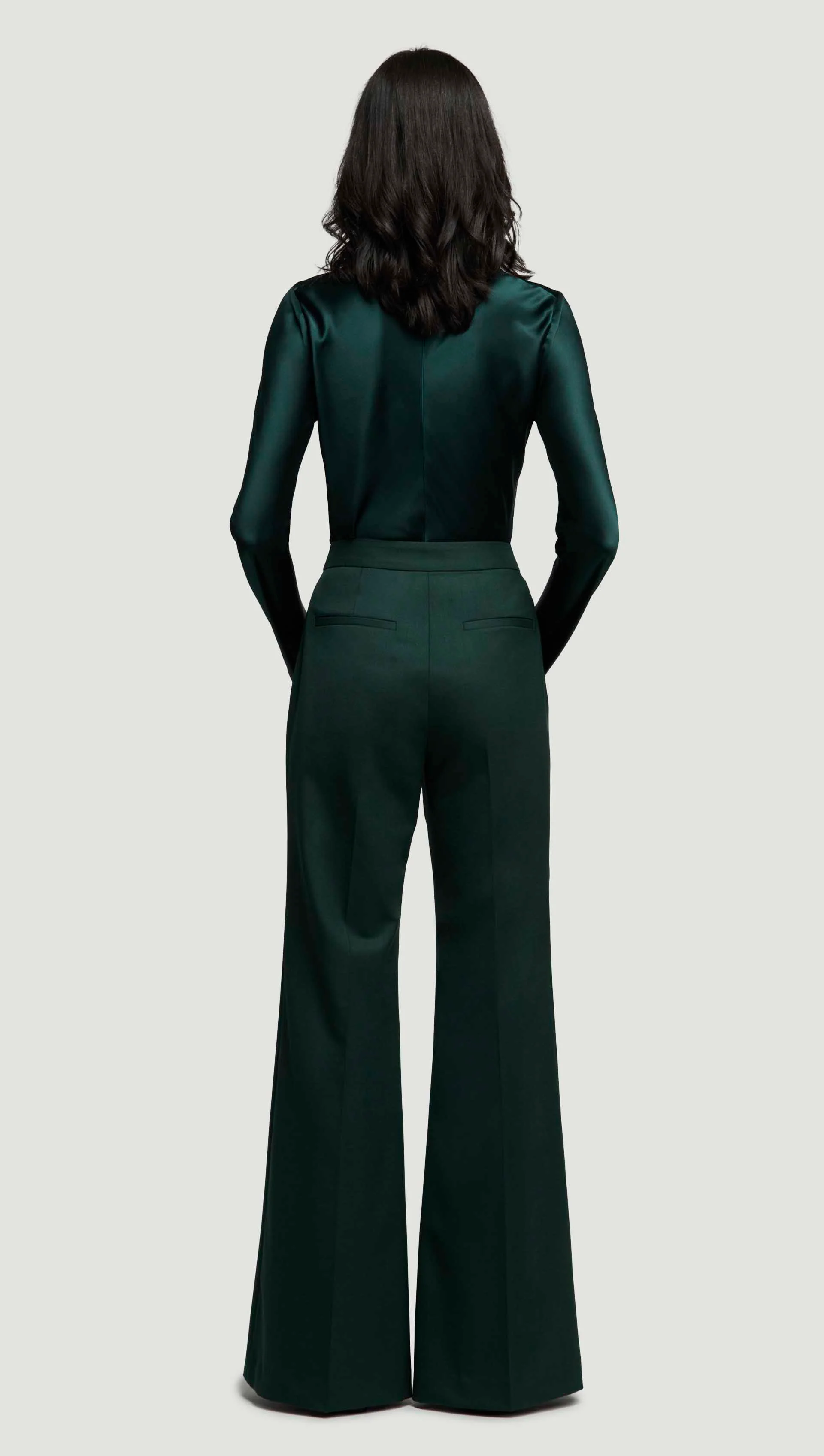 Tailored Flare Trouser in Seasonless Wool | Deep Forest - Image 7