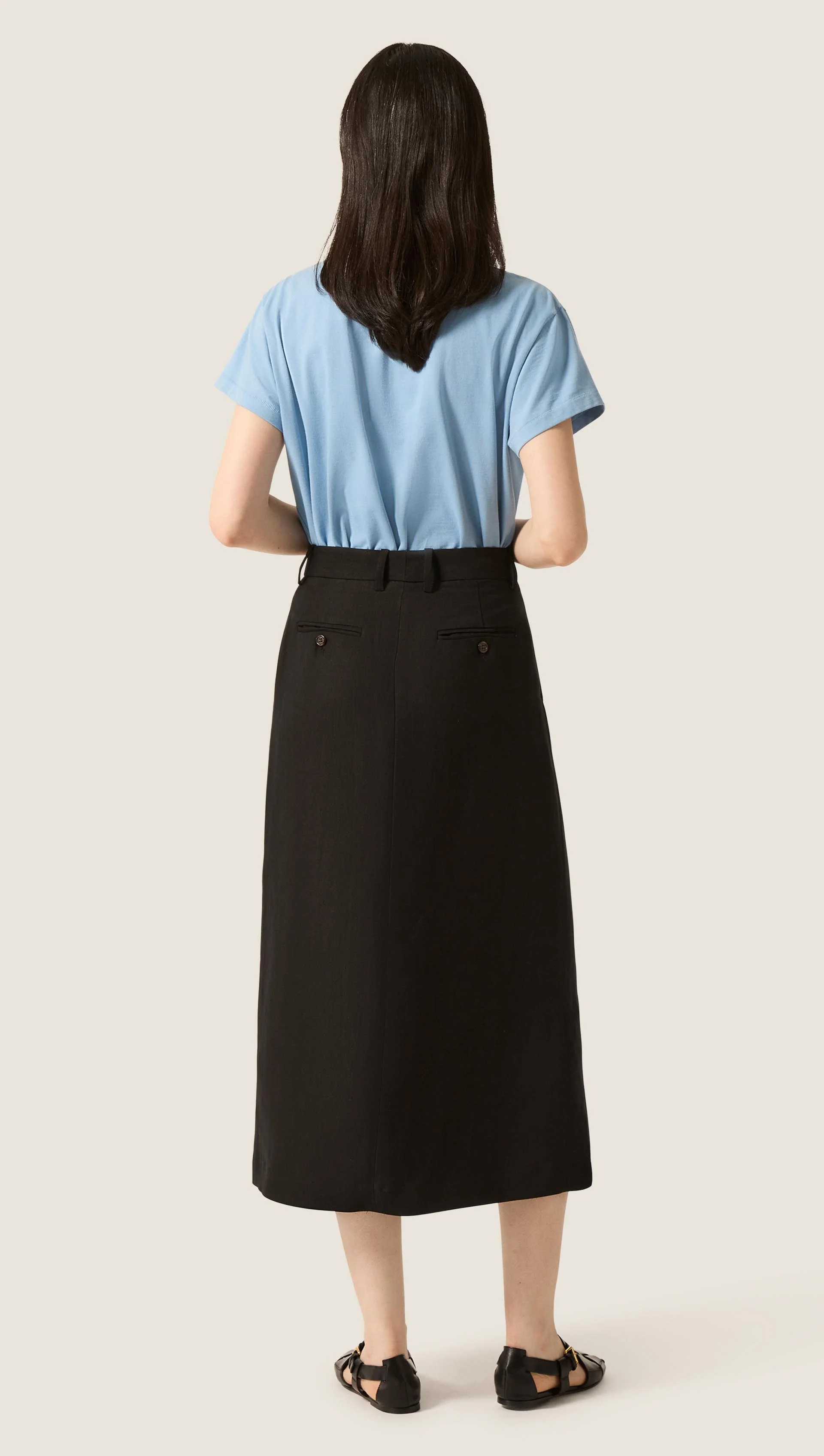 Tailored Skirt in Viscose Linen | Black - Image 4