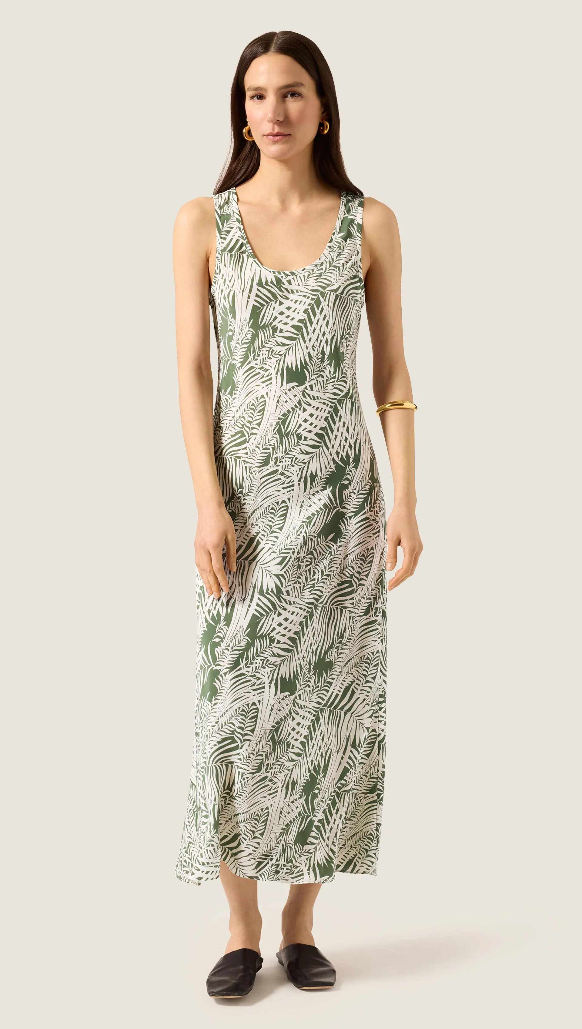 Tank Dress in Matte-side Silk Charmeuse | White Fern
