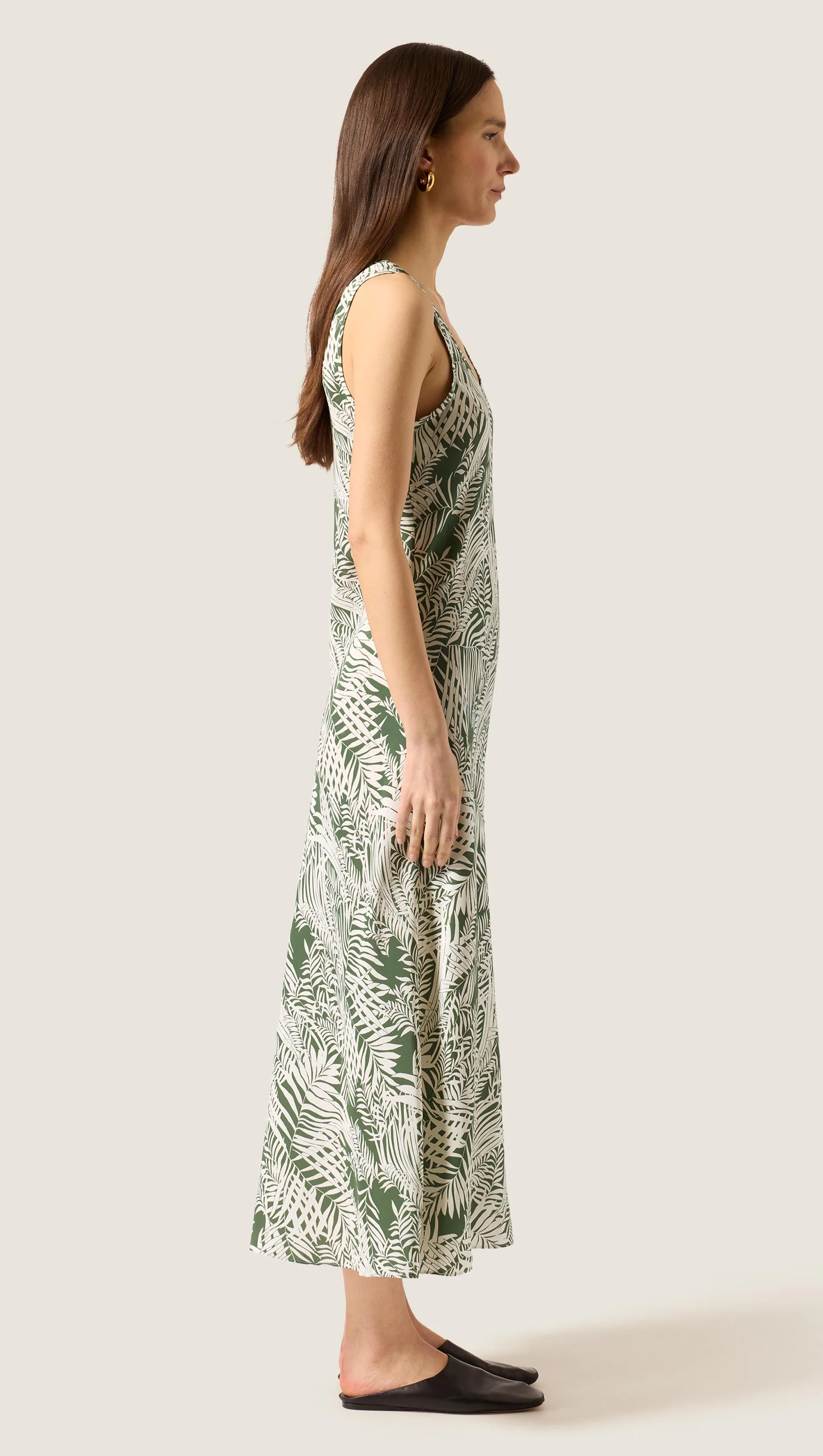 Tank Dress in Matte-side Silk Charmeuse | White Fern - Image 3