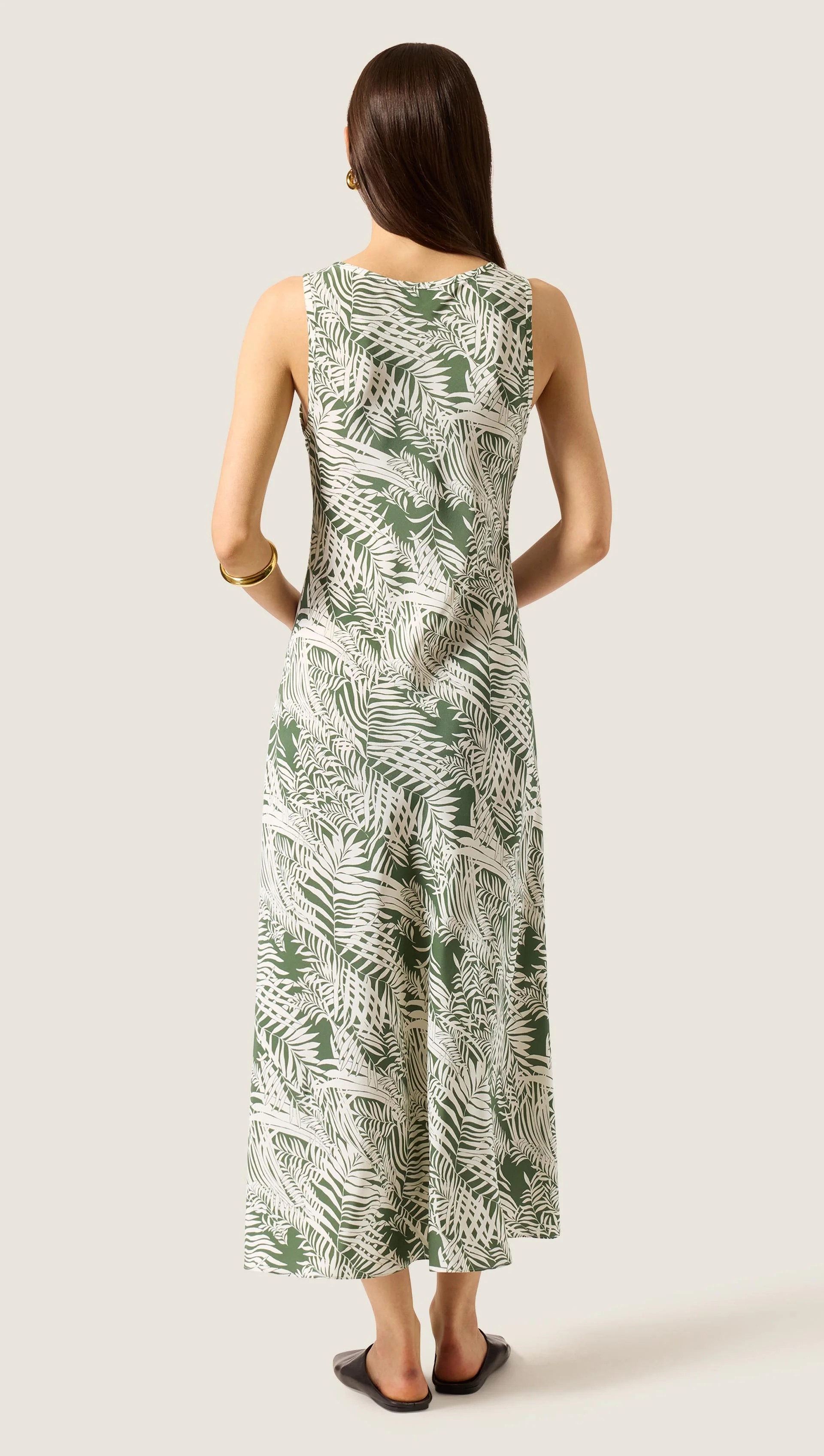 Tank Dress in Matte-side Silk Charmeuse | White Fern - Image 4