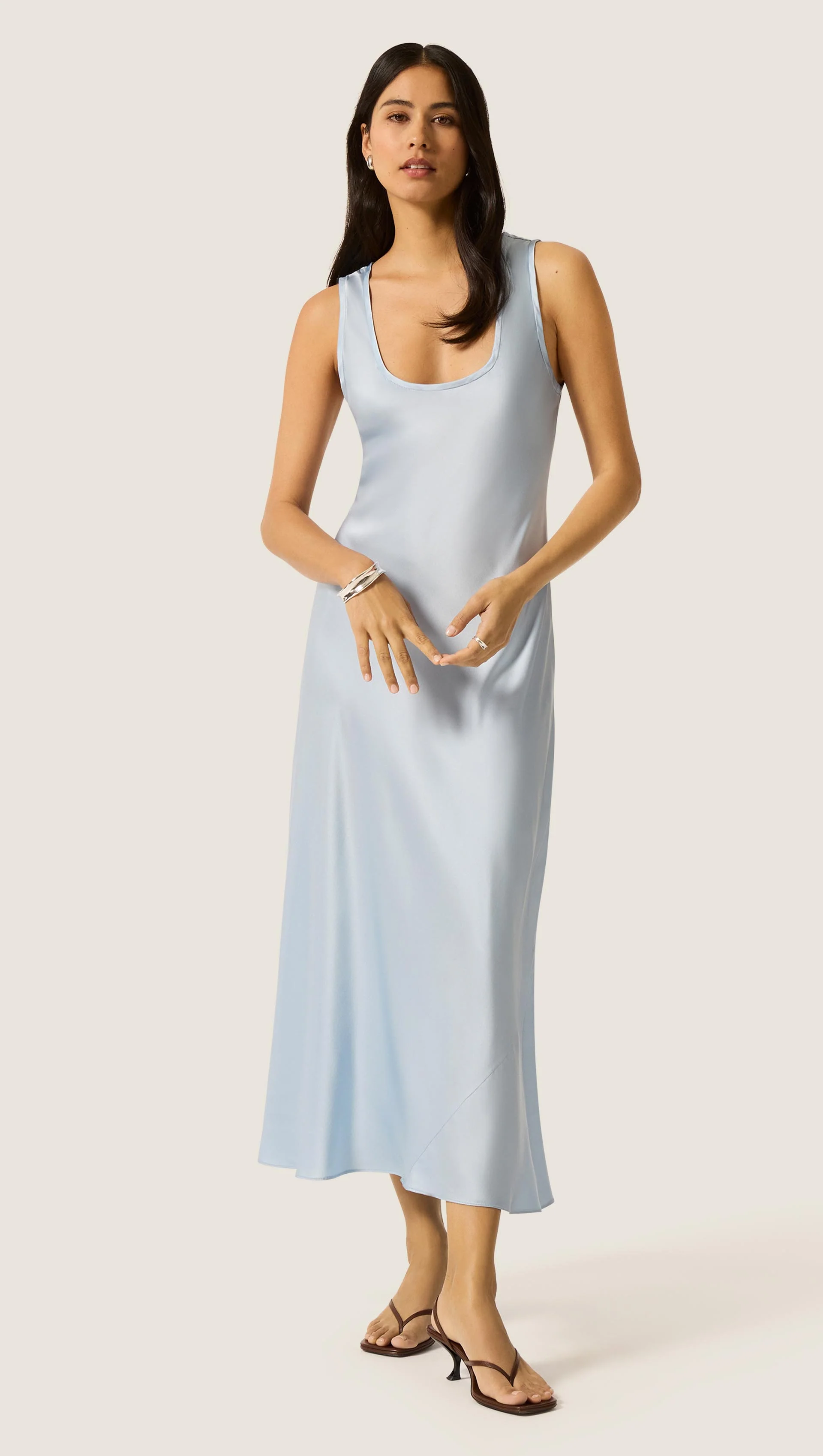 Tank Dress in Silk Charmeuse | Maya Blue - Image 3