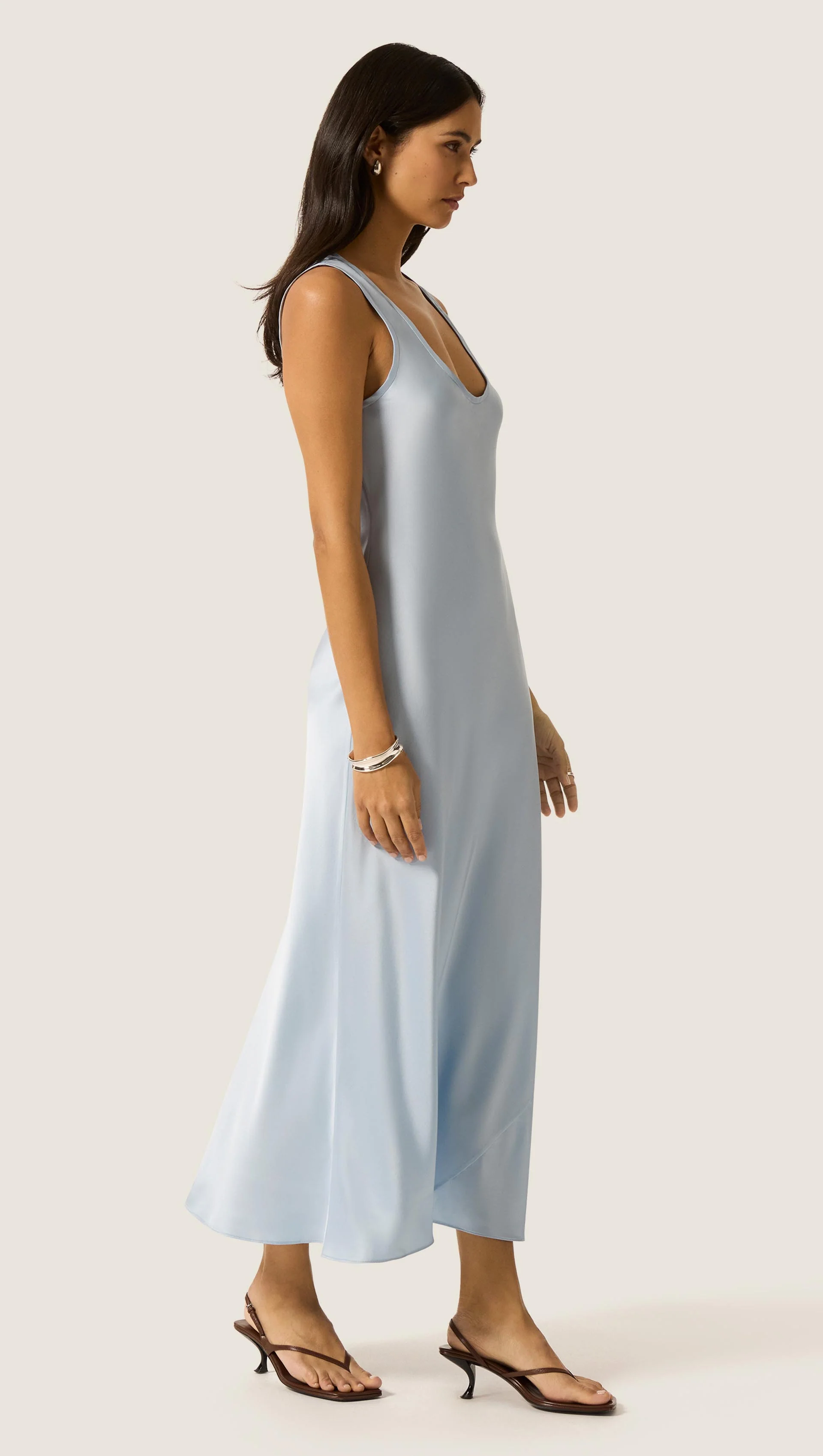 Tank Dress in Silk Charmeuse | Maya Blue - Image 4