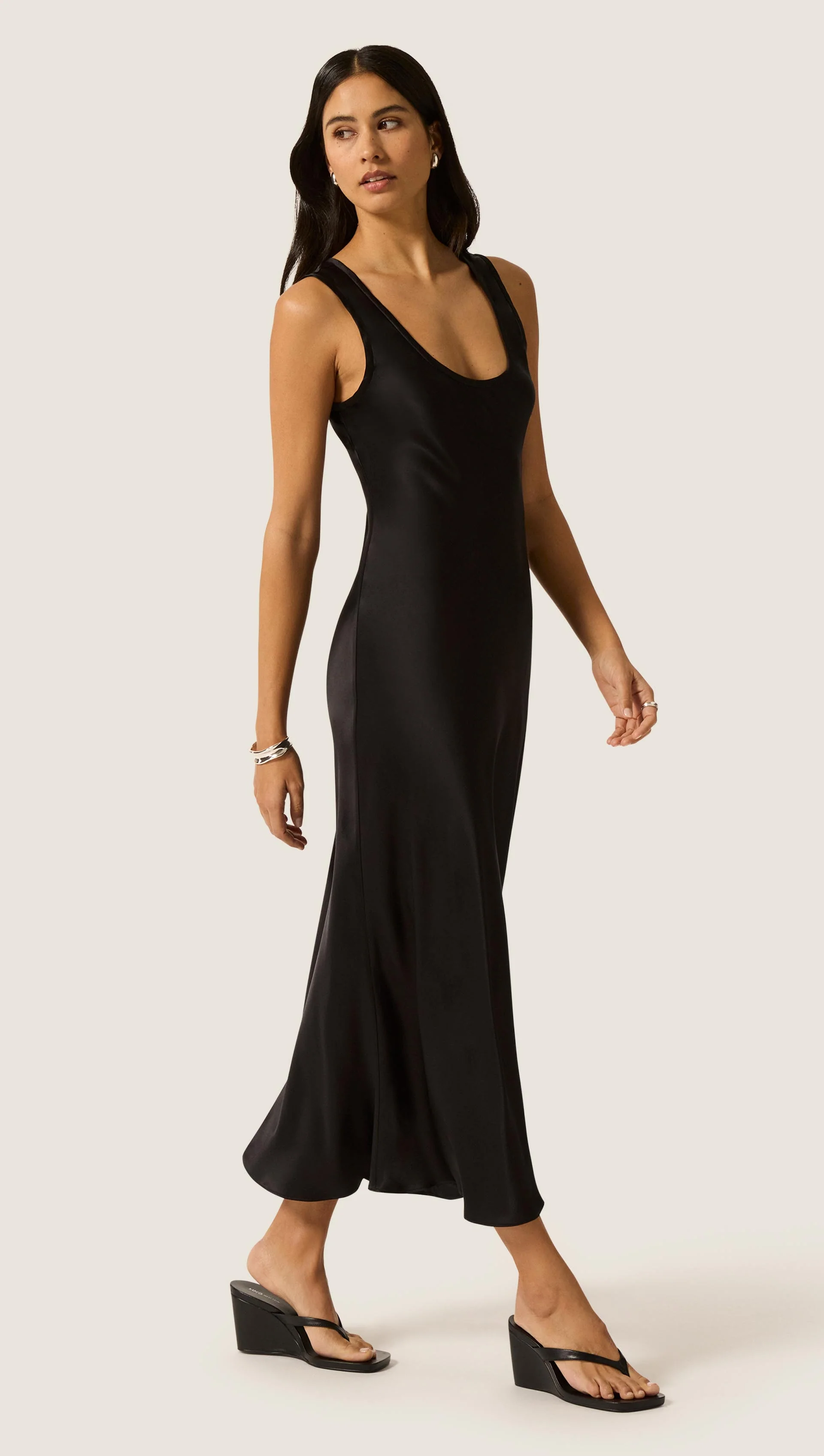 Tank Dress in Silk Charmeuse | Black - Image 4