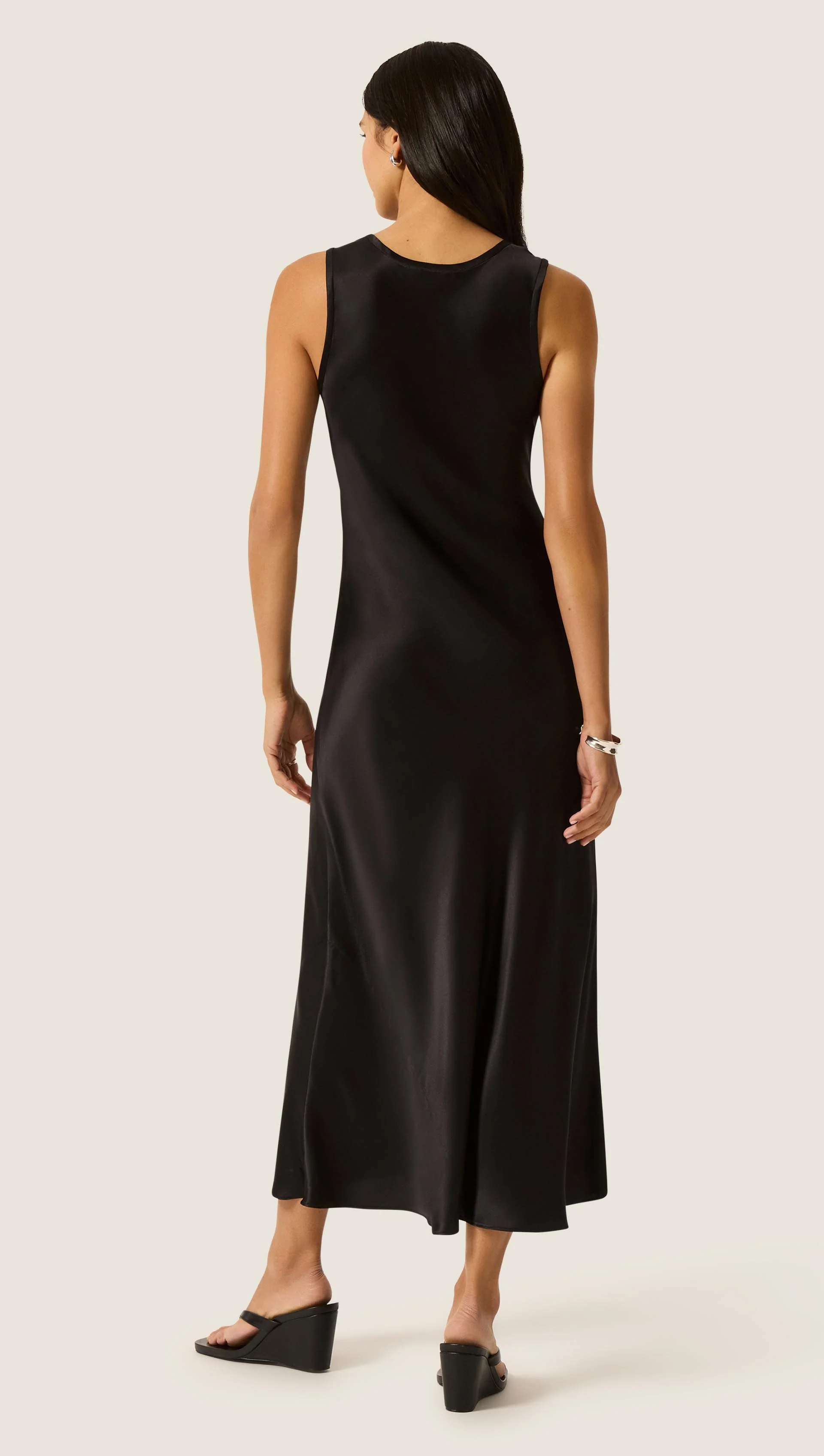 Tank Dress in Silk Charmeuse | Black - Image 5