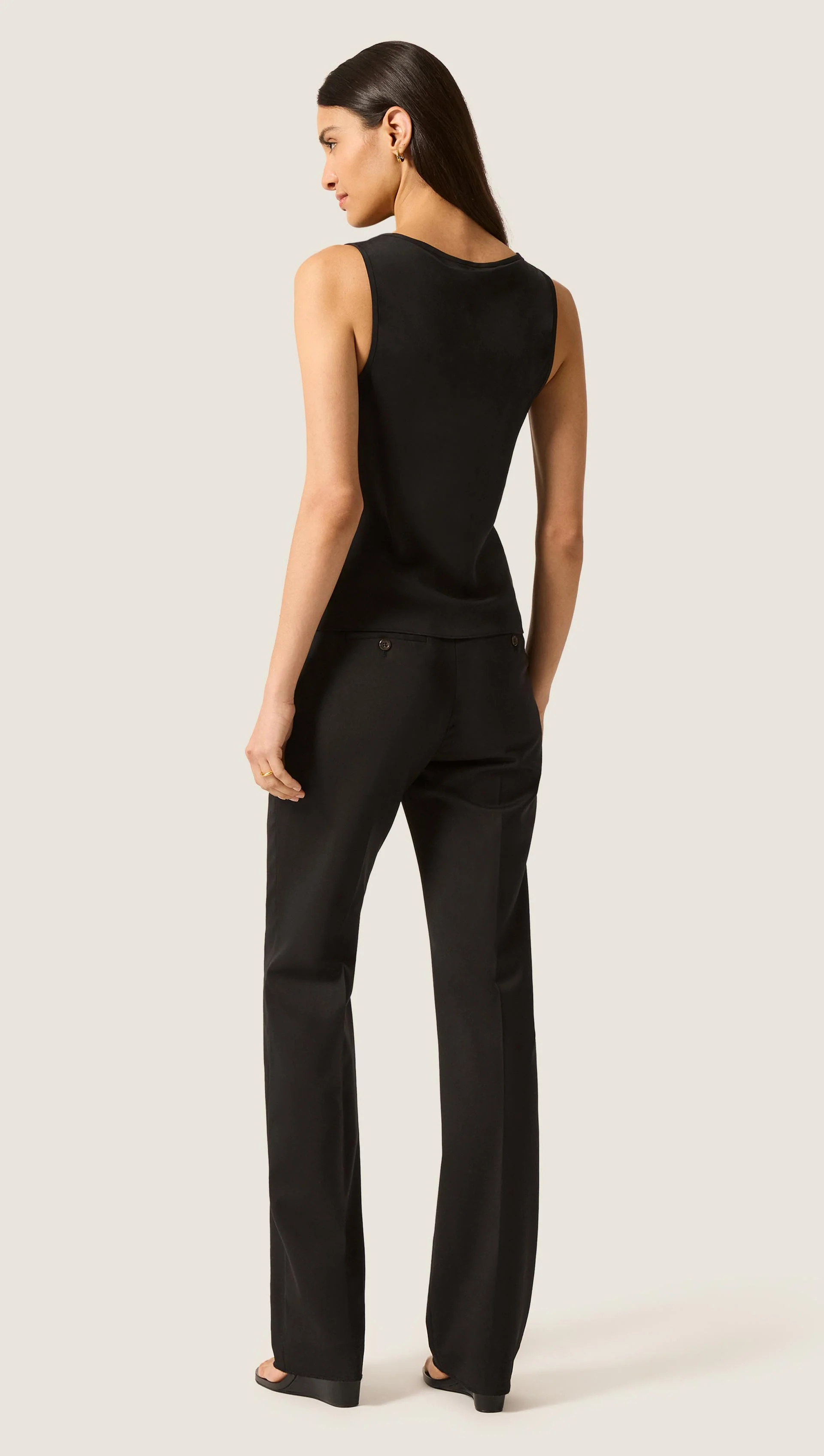 Tank in Matte-side Silk Charmeuse | Black - Image 4