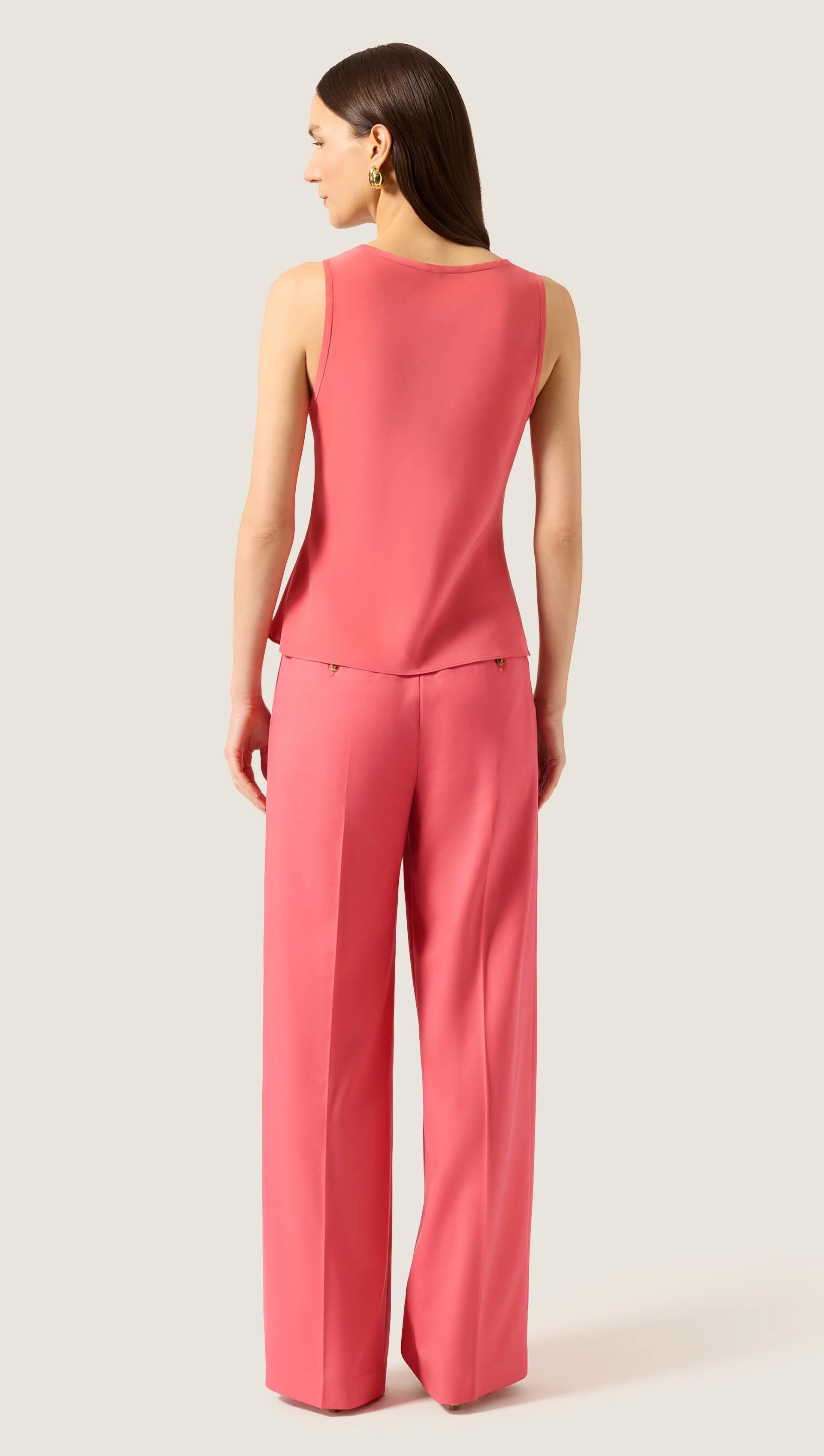 Tank in Matte-side Silk Charmeuse | Coral Pink - Image 5