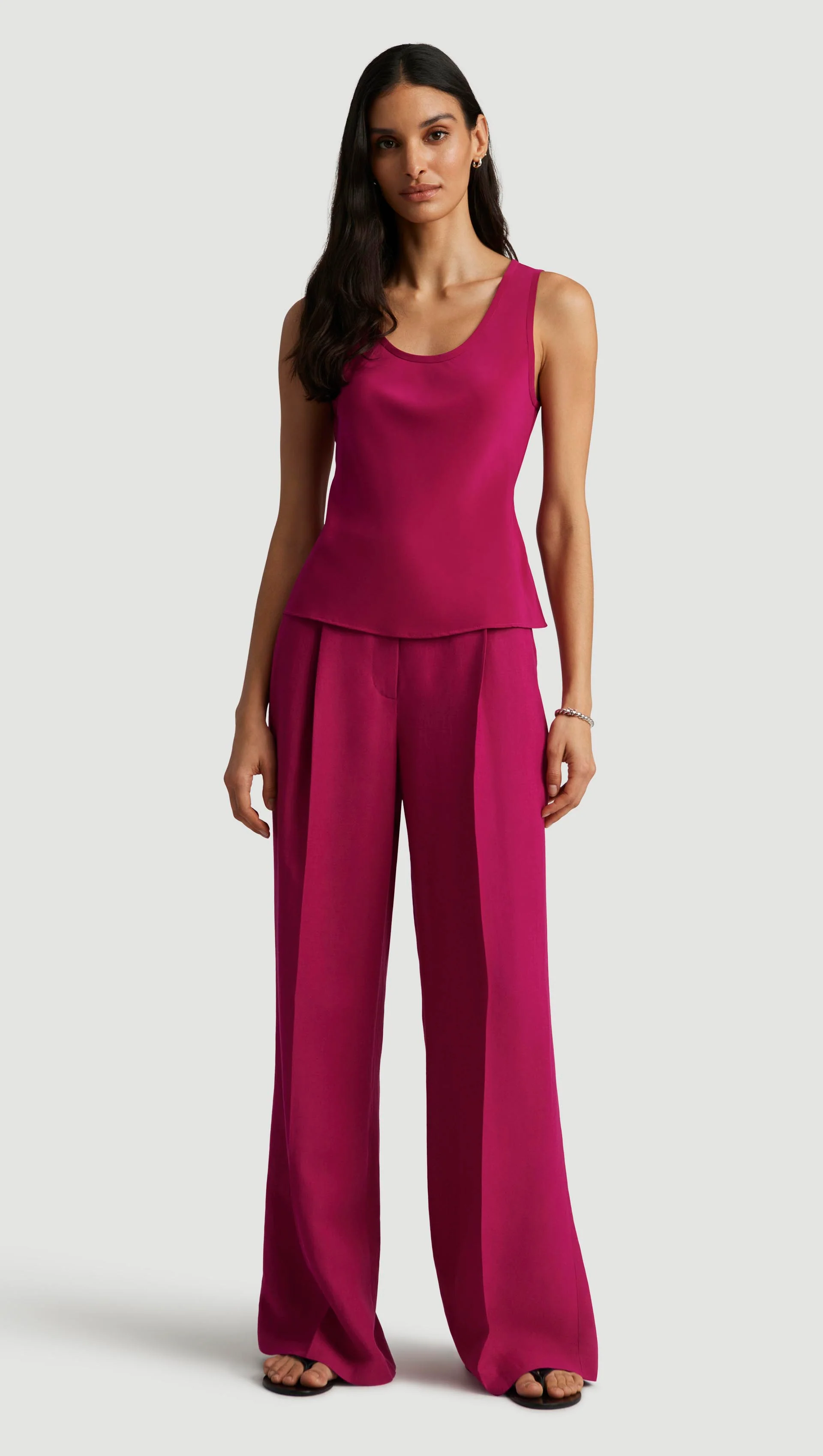 Tank in Matte-side Silk Charmeuse | Fuchsia - Image 3