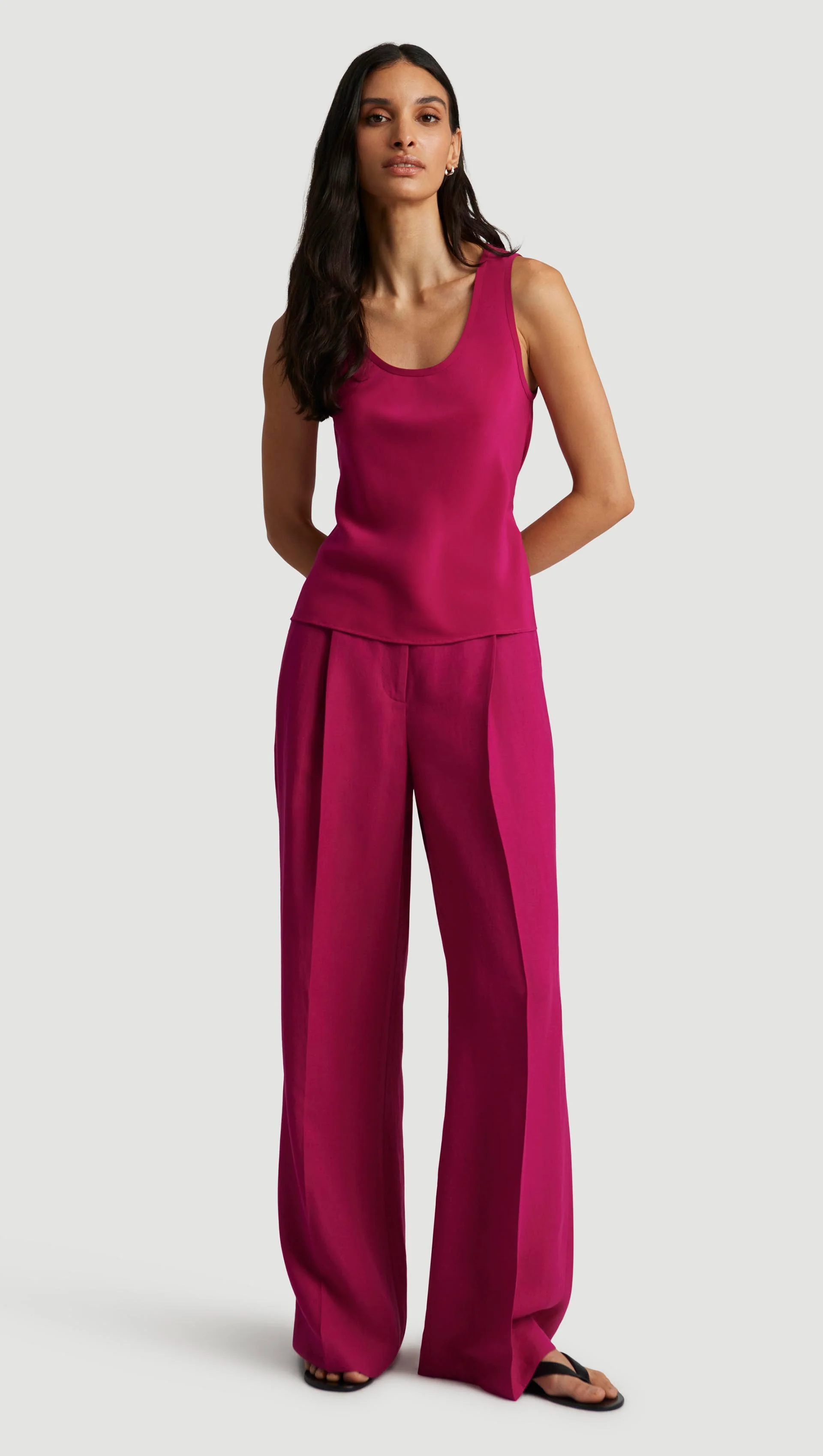 Tank in Matte-side Silk Charmeuse | Fuchsia - Image 4
