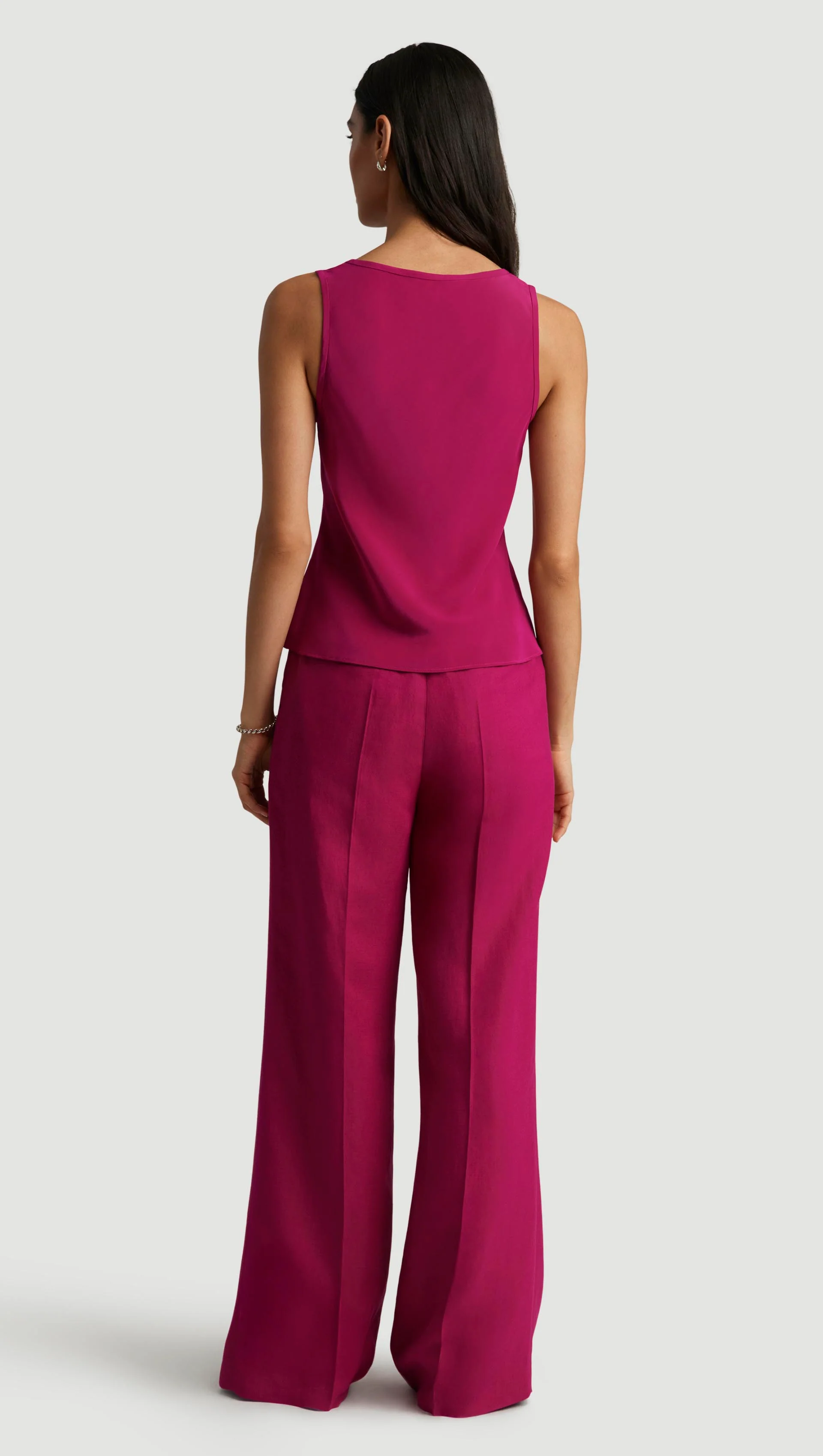 Tank in Matte-side Silk Charmeuse | Fuchsia - Image 5