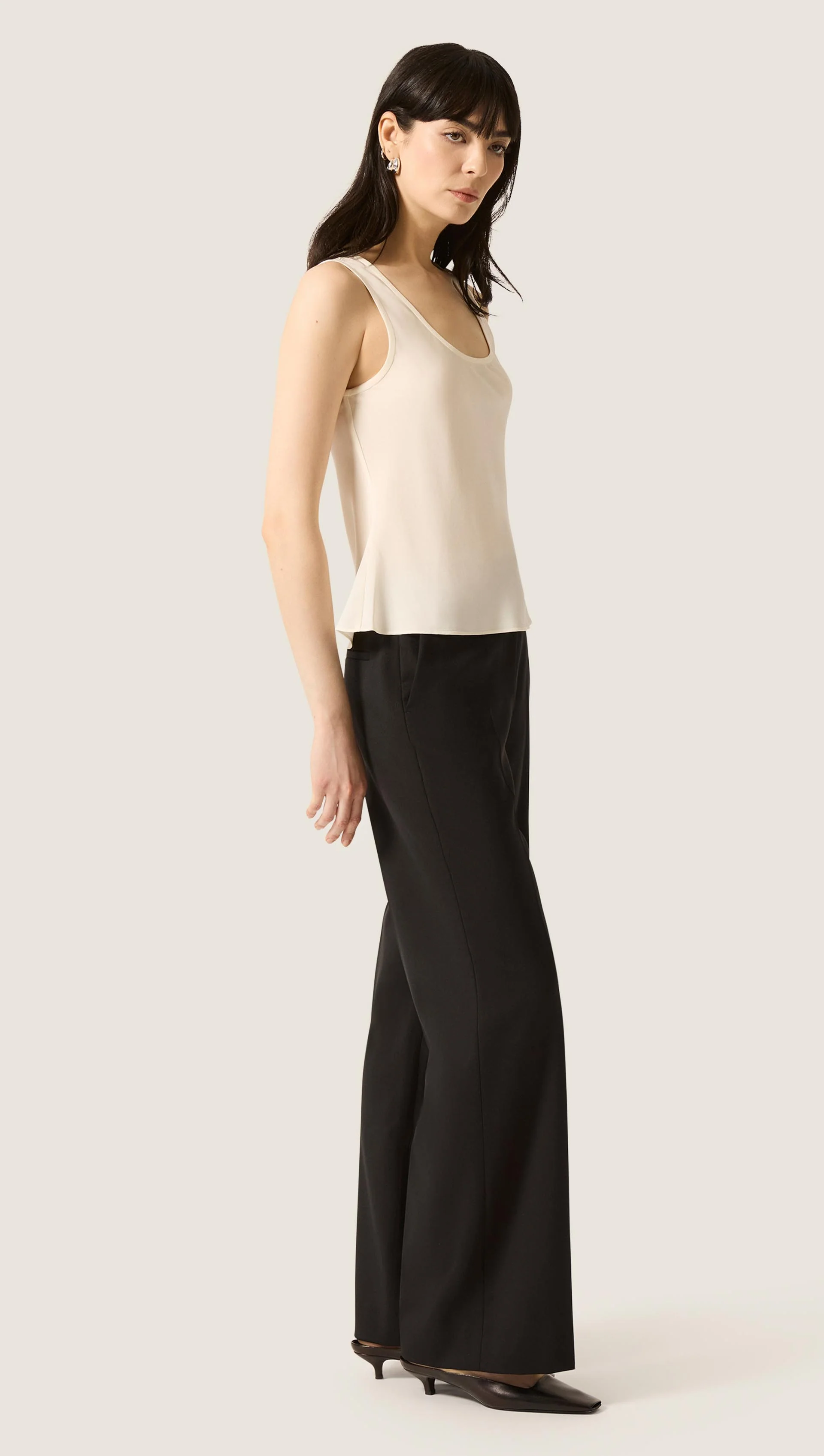 Tank in Matte-side Silk Charmeuse | Ivory - Image 3