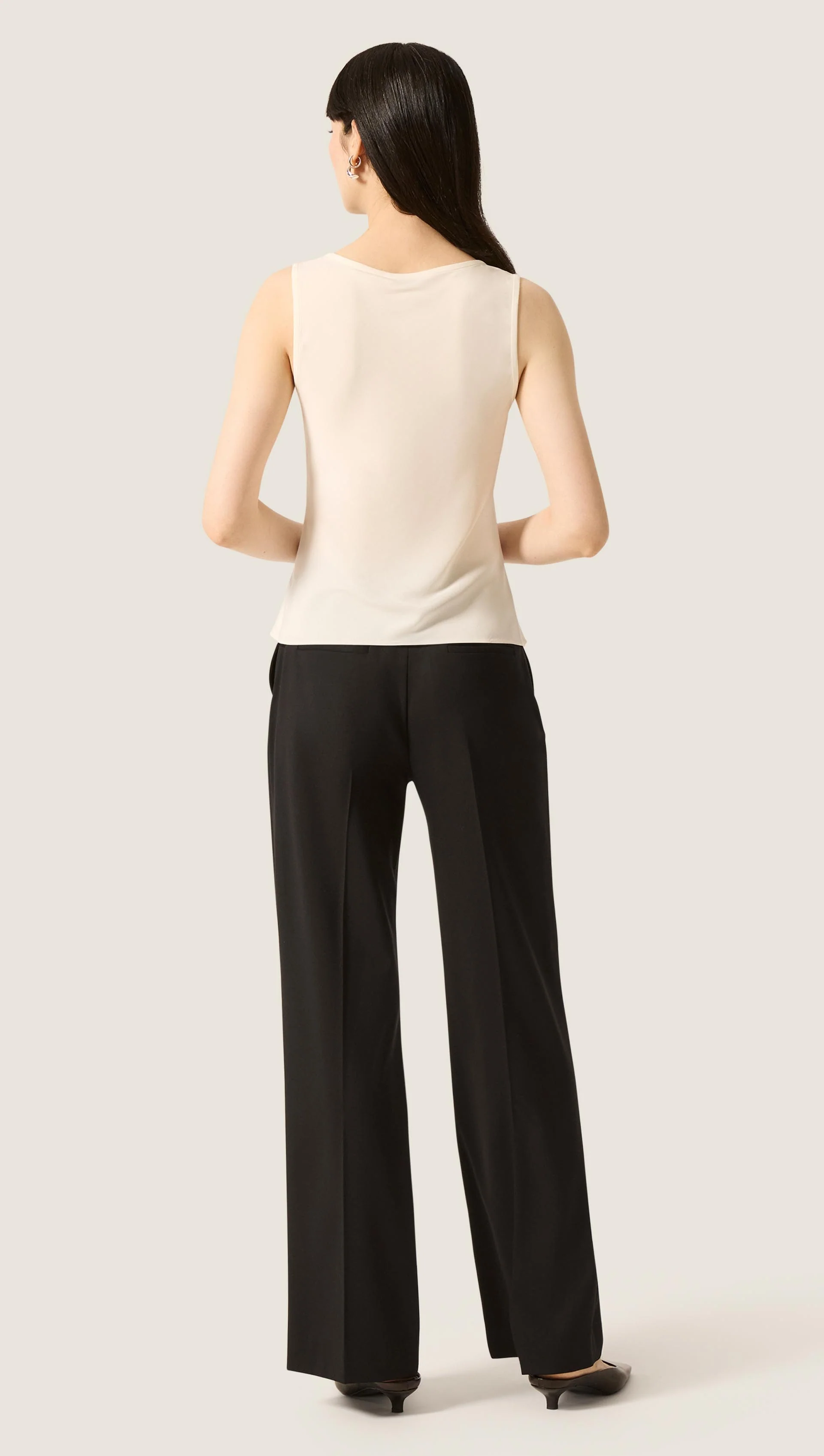 Tank in Matte-side Silk Charmeuse | Ivory - Image 4