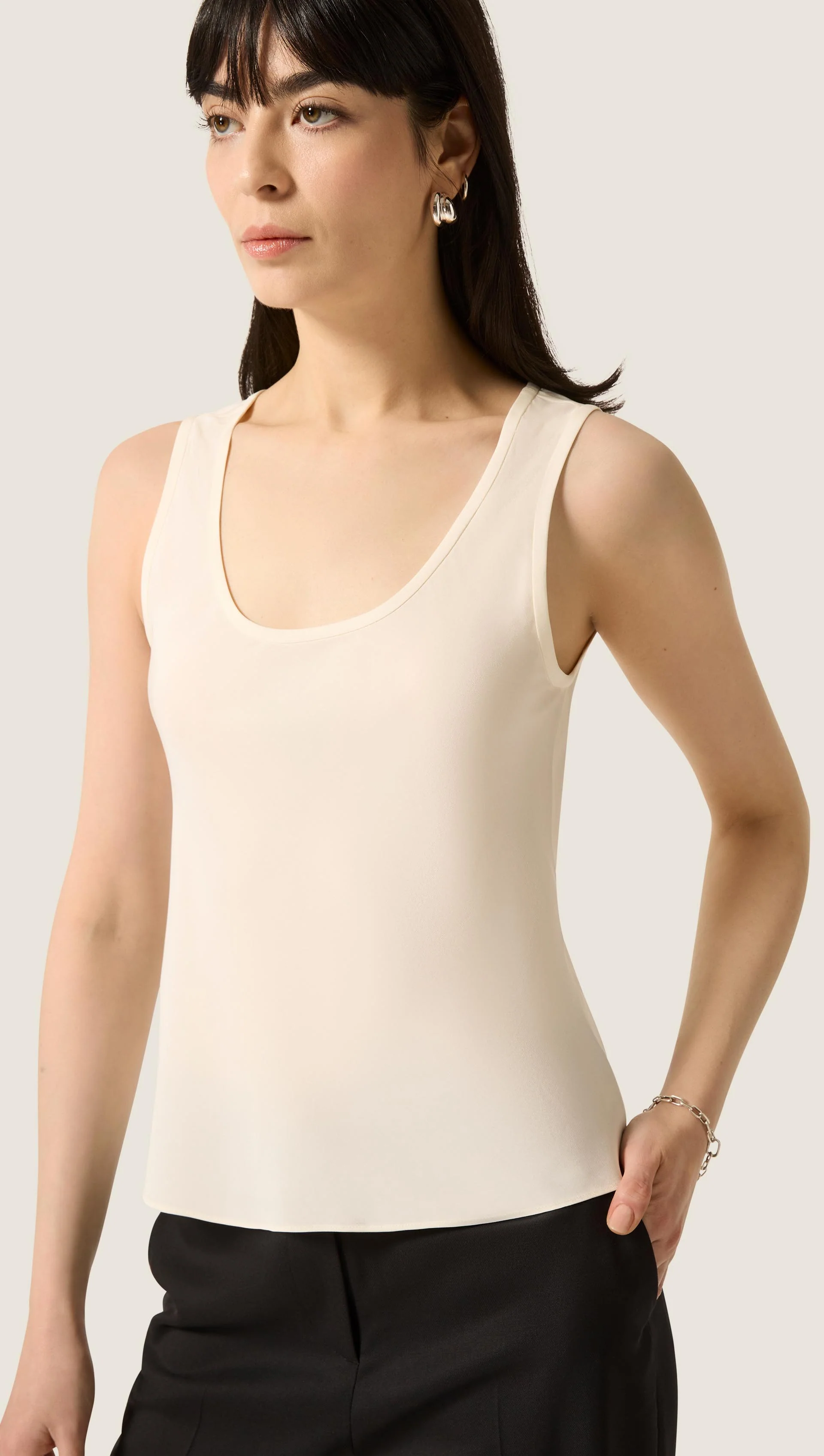 Tank in Matte-side Silk Charmeuse | Ivory - Image 5