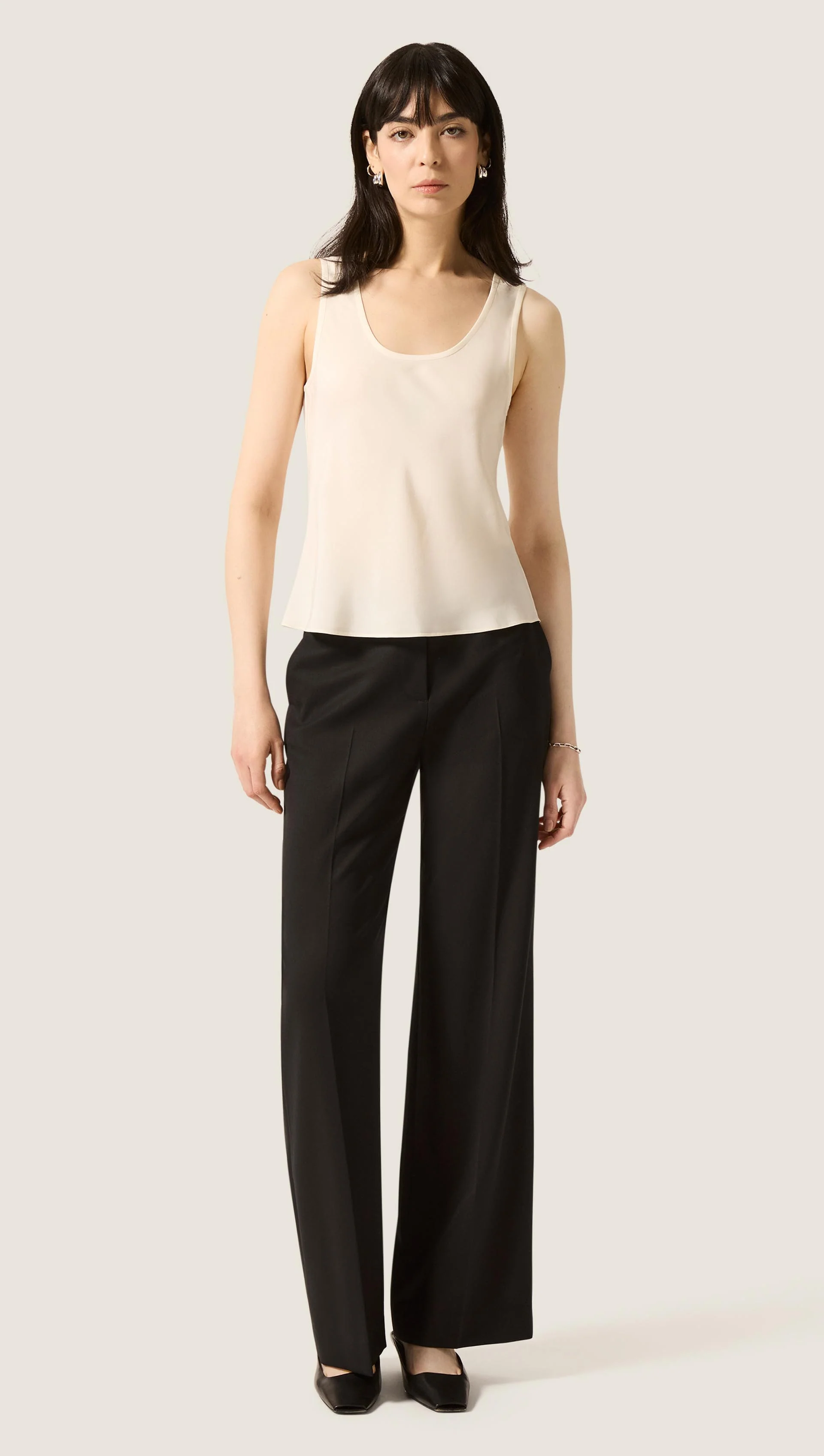 Tank in Matte-side Silk Charmeuse | Ivory - Image 7