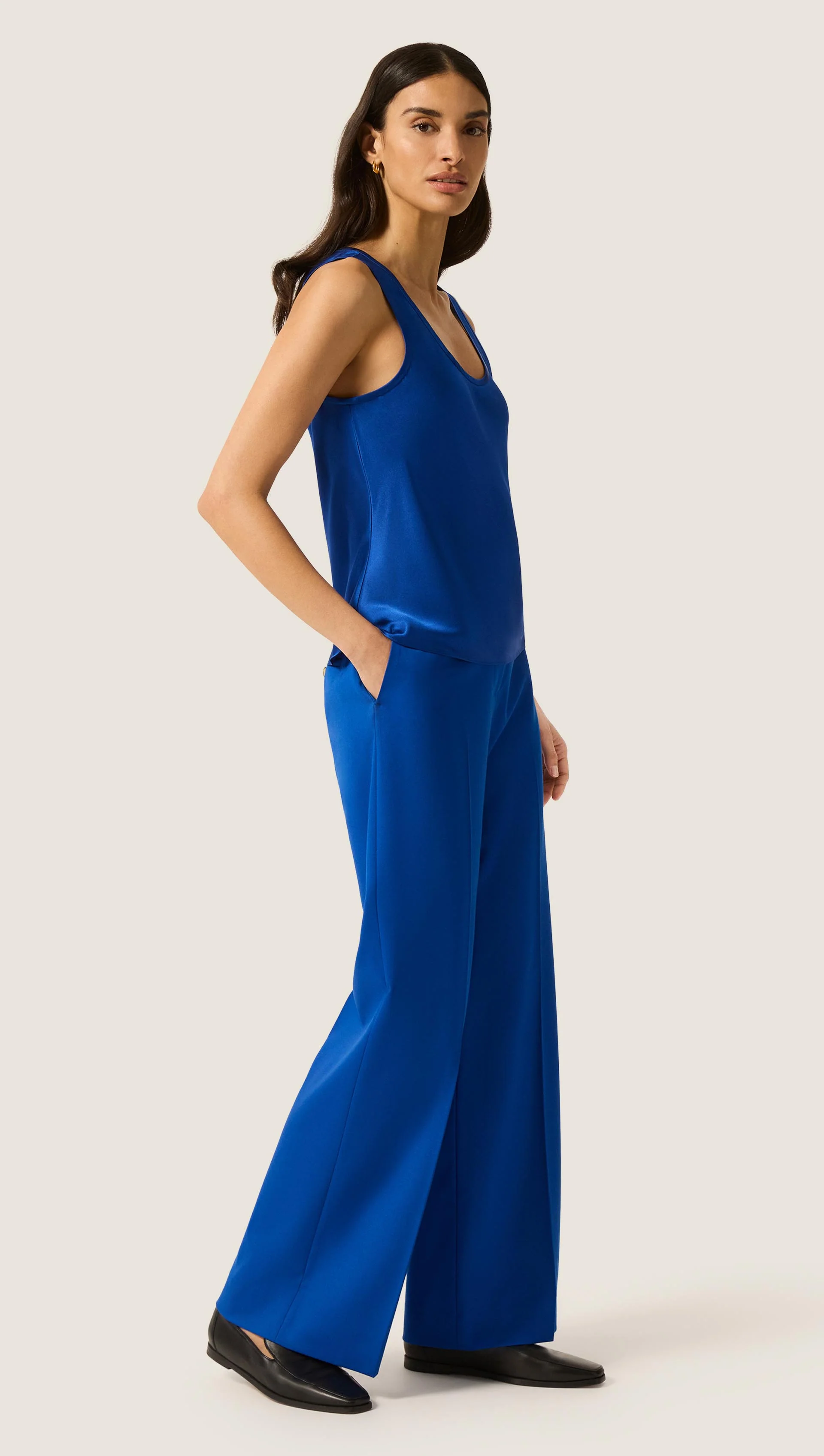 Tank in Silk Charmeuse | Azure - Image 5