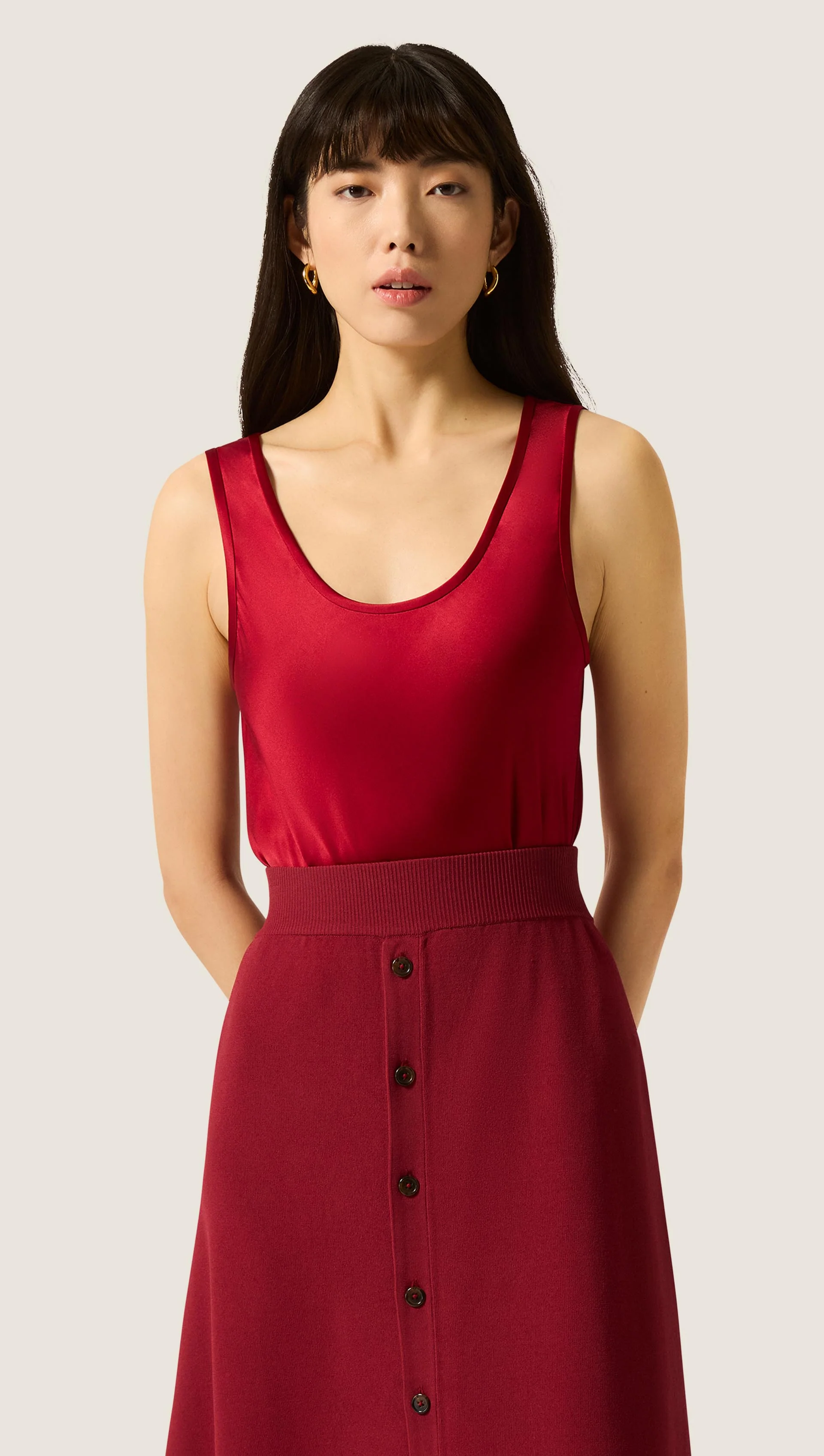Tank in Silk Charmeuse | Bordeaux