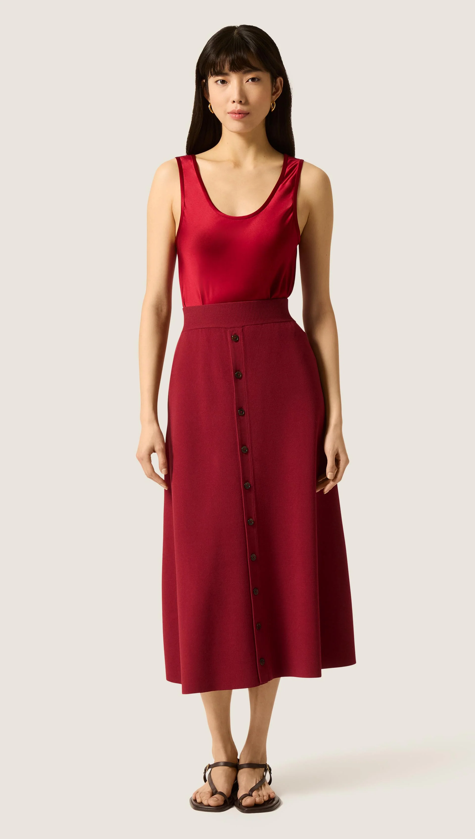 Tank in Silk Charmeuse | Bordeaux - Image 3