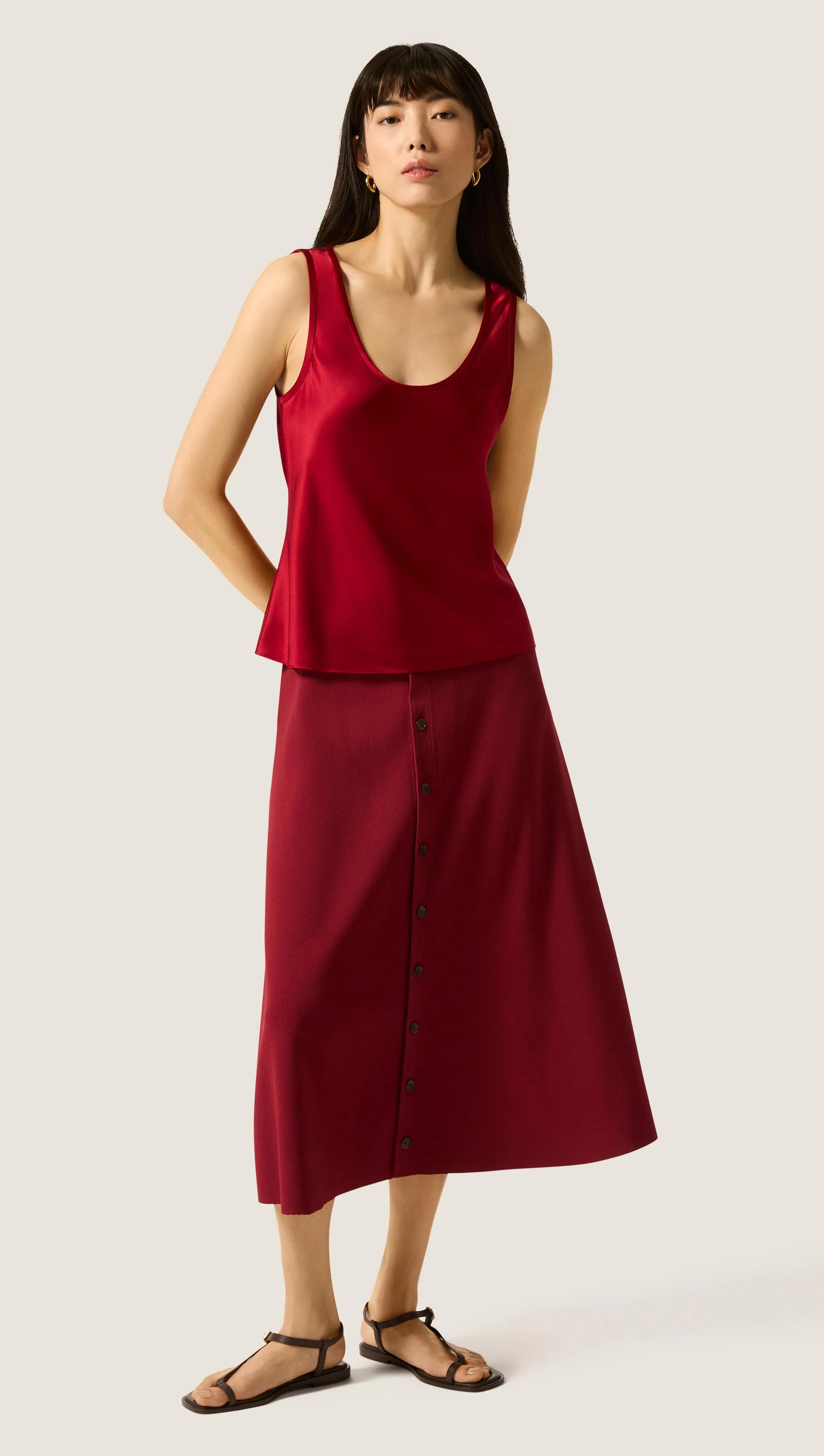 Tank in Silk Charmeuse | Bordeaux - Image 4